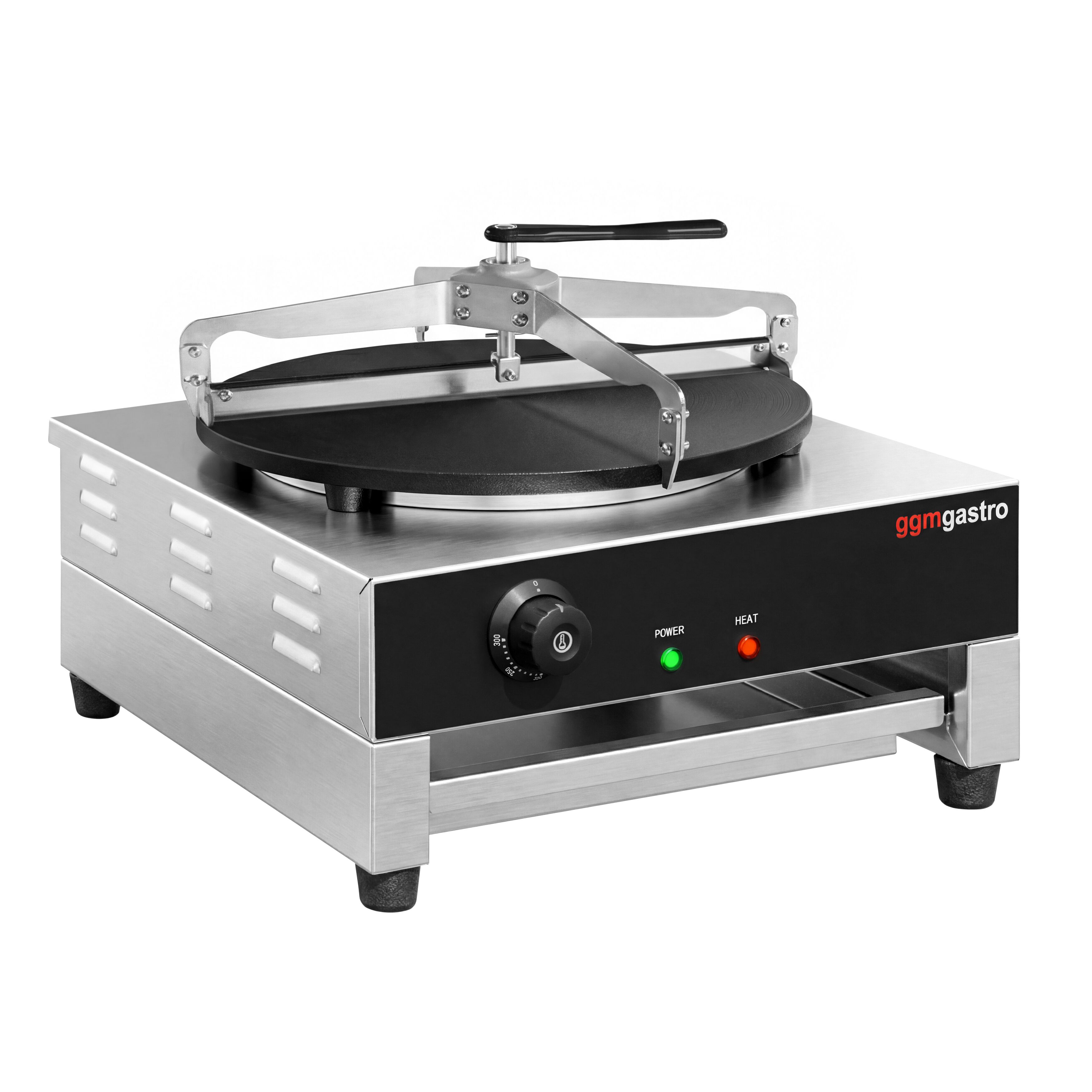 Crêpière professionnelle - Thermostat réglable - Ø 400mm incl. râteau à crêpes