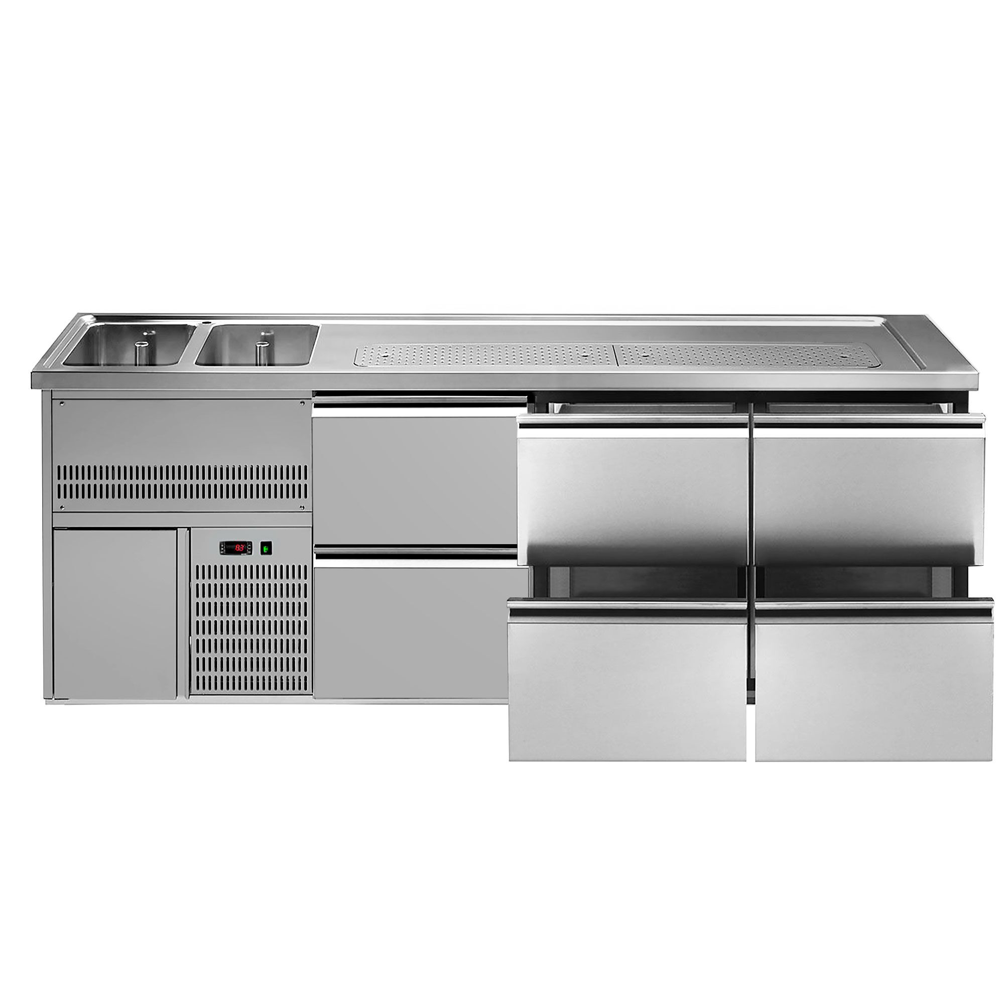 Comptoir de bar réfrigéré Premium PLUS - 2500x700mm - 6 tiroirs