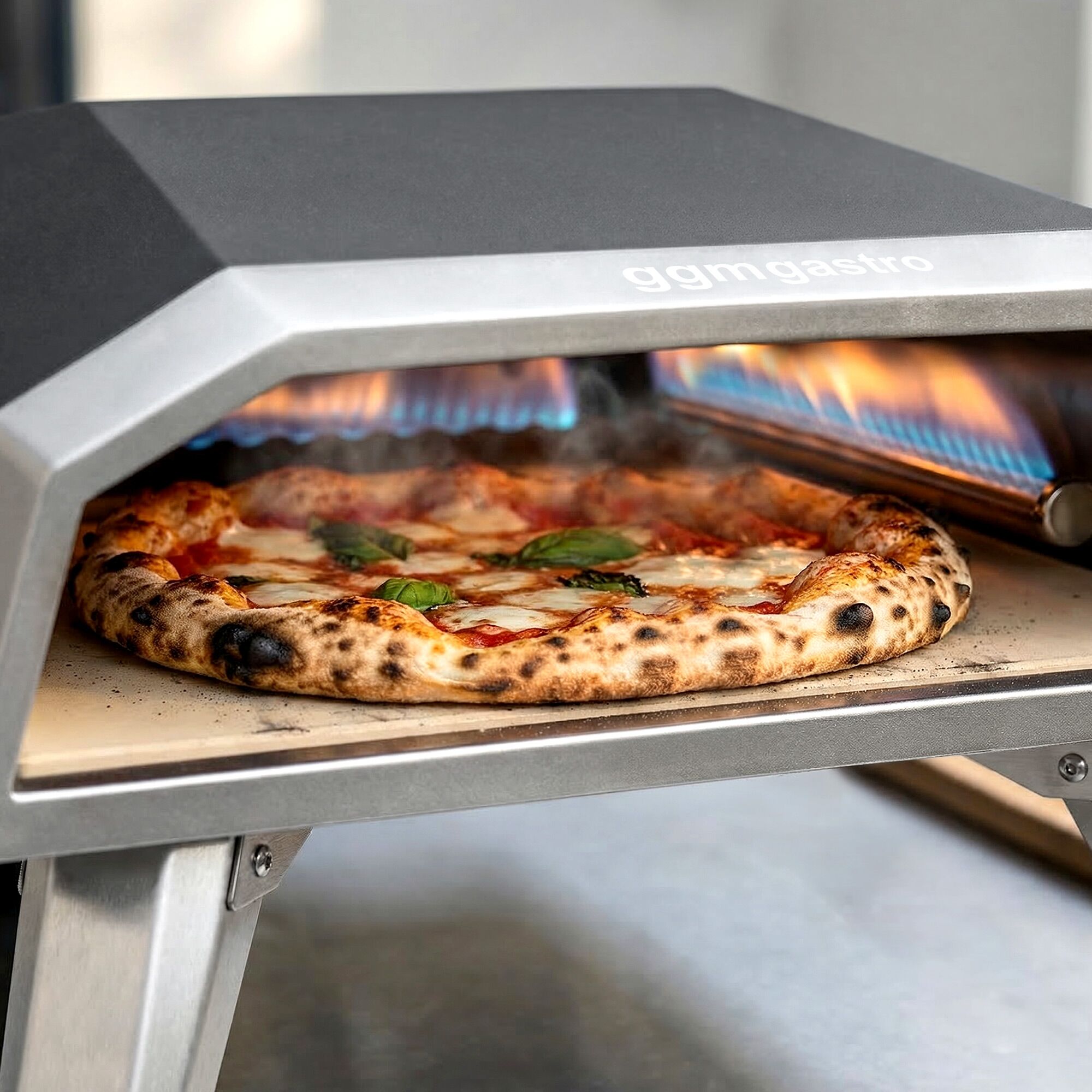 Four à pizza d’extérieur à gaz - Sole en pierre réfractaire - 1 x 1 pizzas Ø40cm - jusqu’à 500°C - avec sac de transport étanche