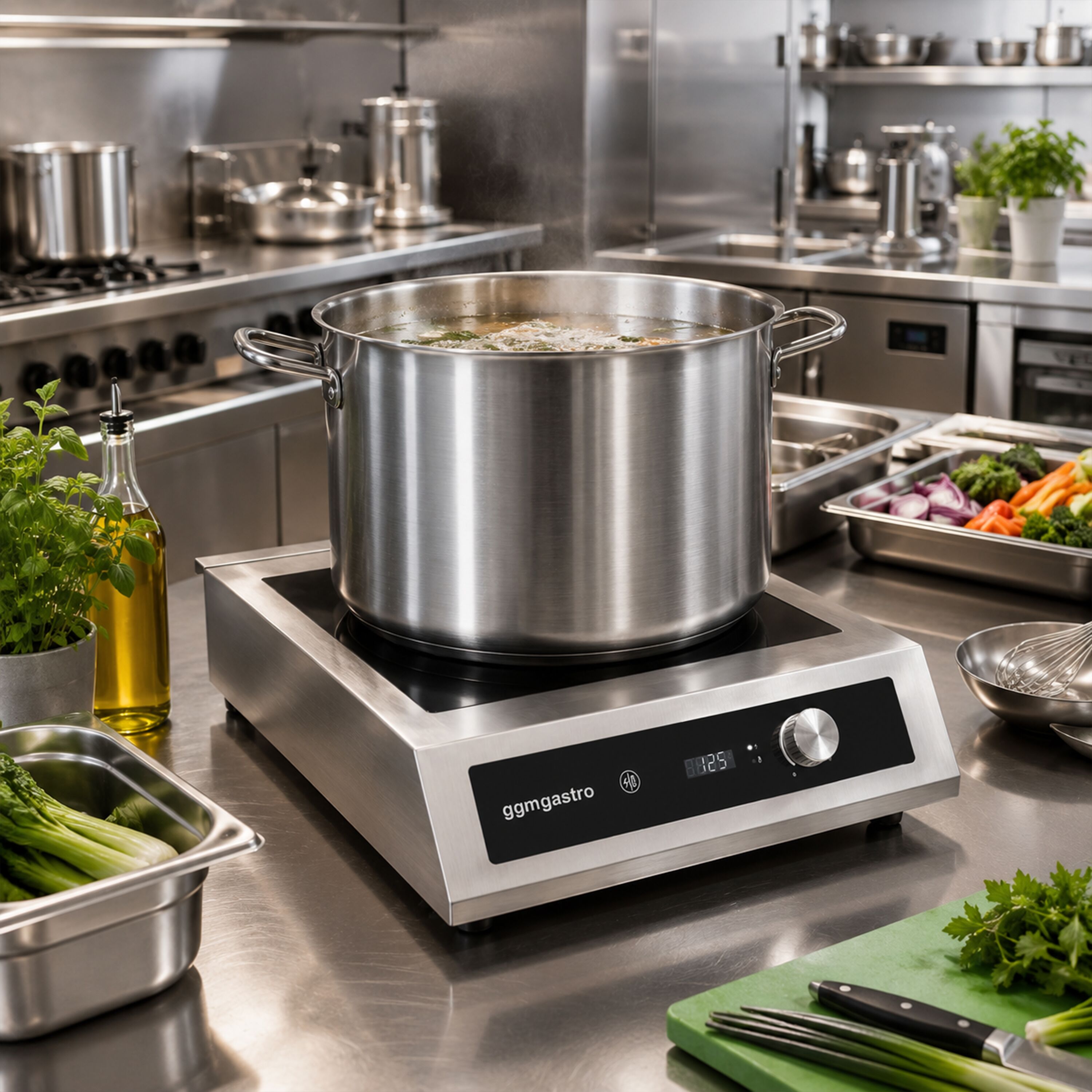 Cuisinière à induction - 5 kW - pour grandes casseroles de 45-50cm de diamètre