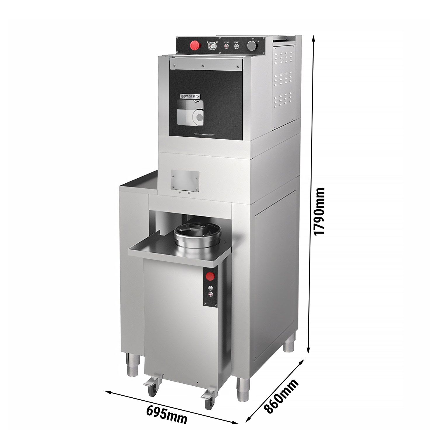 Diviseuse portionneuse manuelle - incl. Bouleuse de pâte & Support - 0,83kW - Plage de poids : ~50-220g - Capacité : 44L - max. 1200 pâtons/h