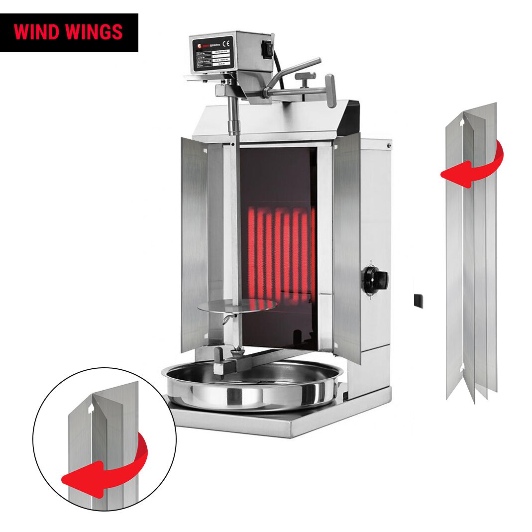 Electric Doner Kebab Grill (Shawarma/Gyros) - 1 Burner - up to 5kg - 1.85kW - Countertop - incl. 2 double doors