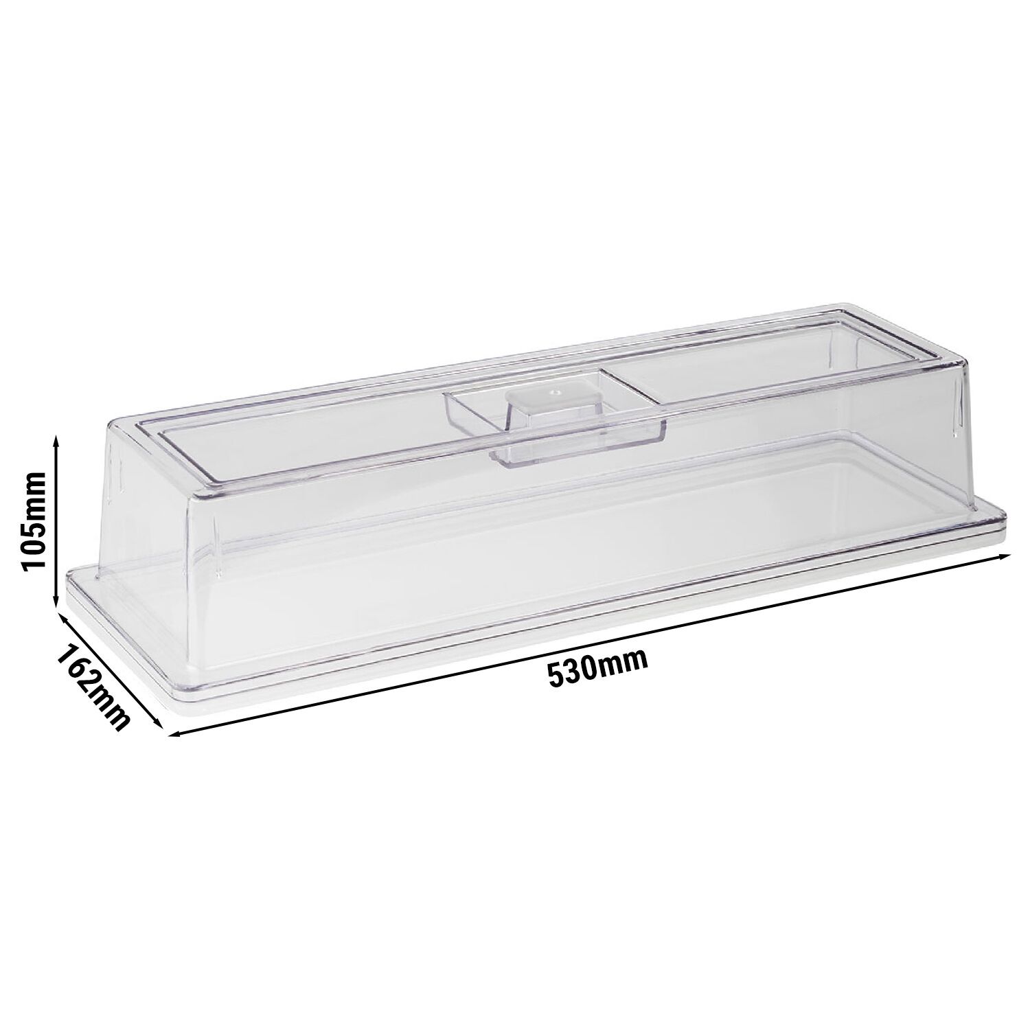 (6 pcs) Couvercle de présentation - Empilable - GN 2/4 - Polycarbonate - 530x162mm - Hauteur:105mm