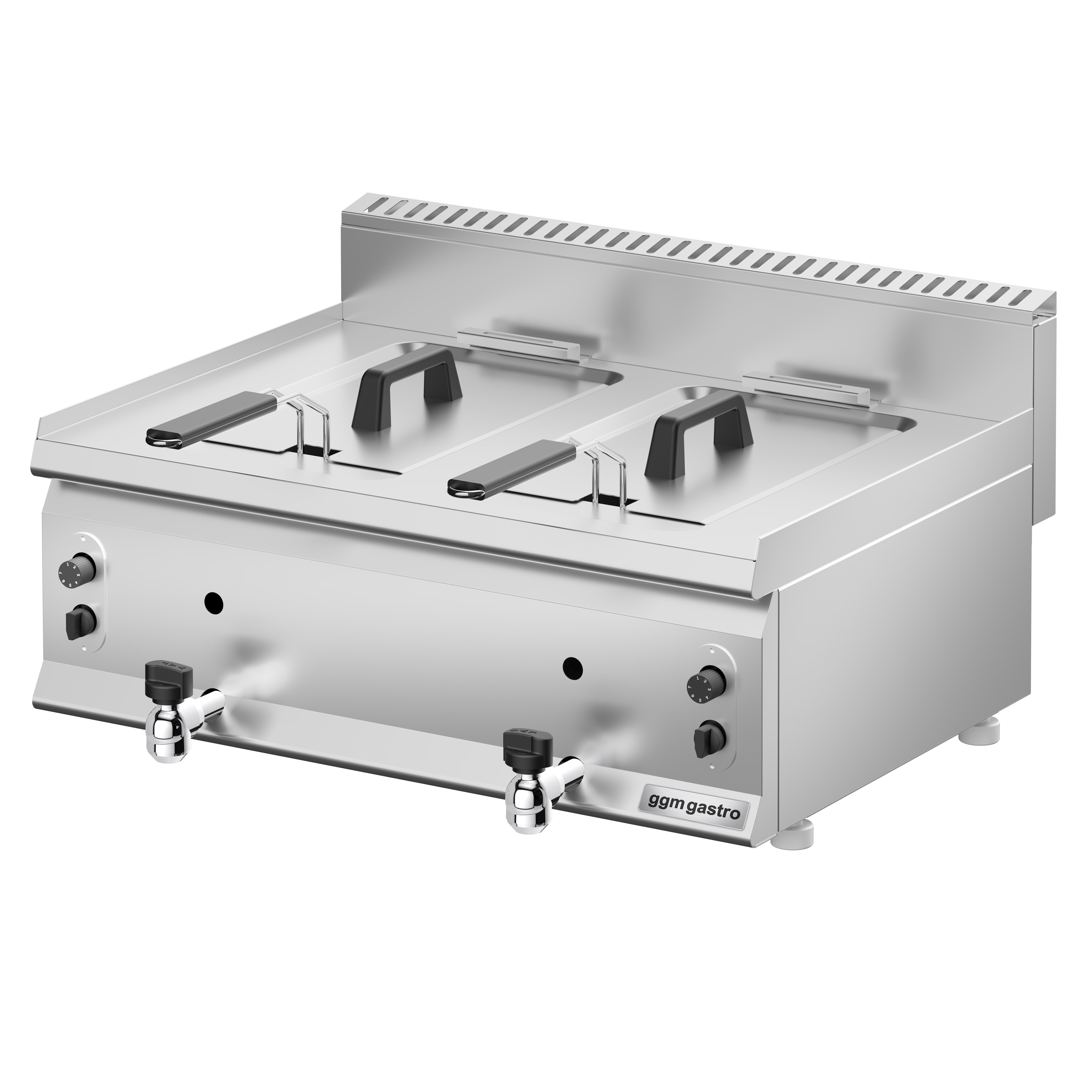 Friteuse à gaz double - 8 + 8 litres - 12 kW - avec robinet de vidange