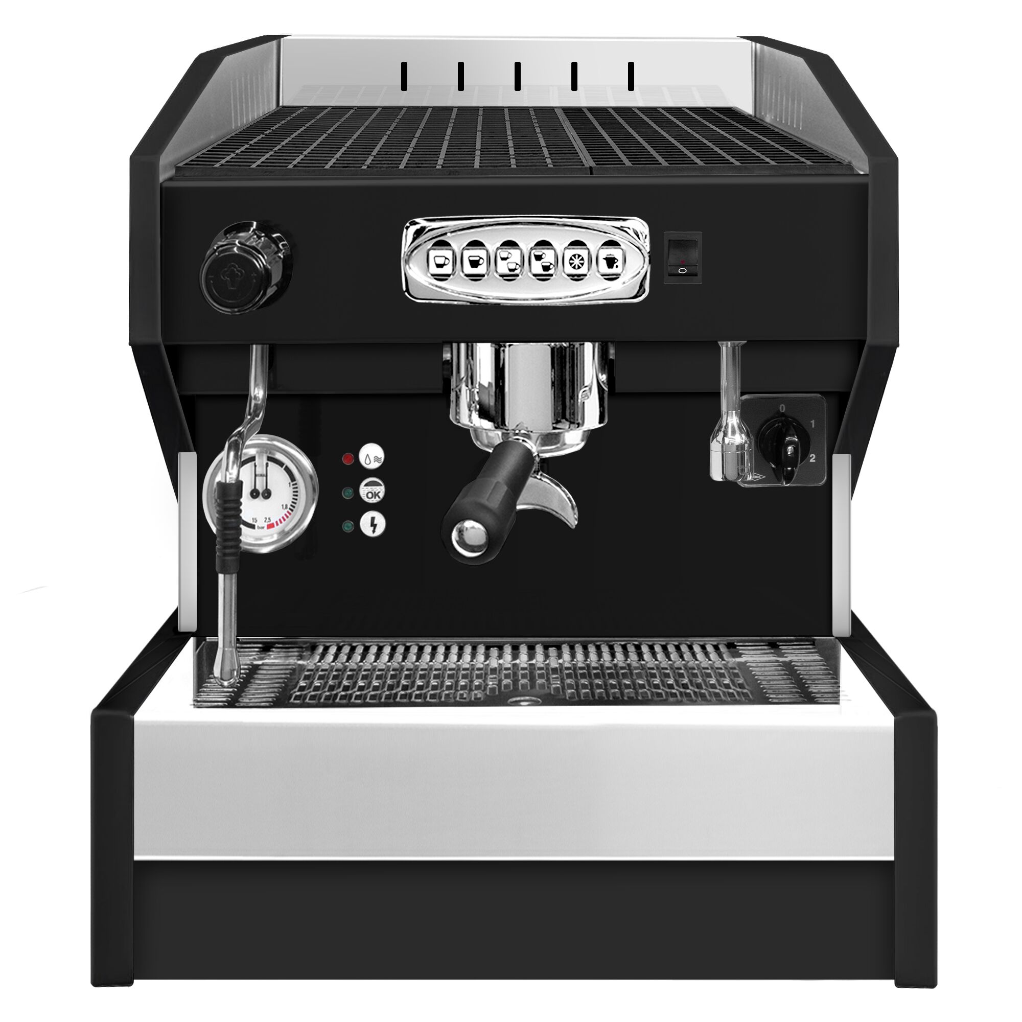 Machine à café porte-filtre « Eminence » – 1 groupe – avec système de préinfusion inclus – Noir