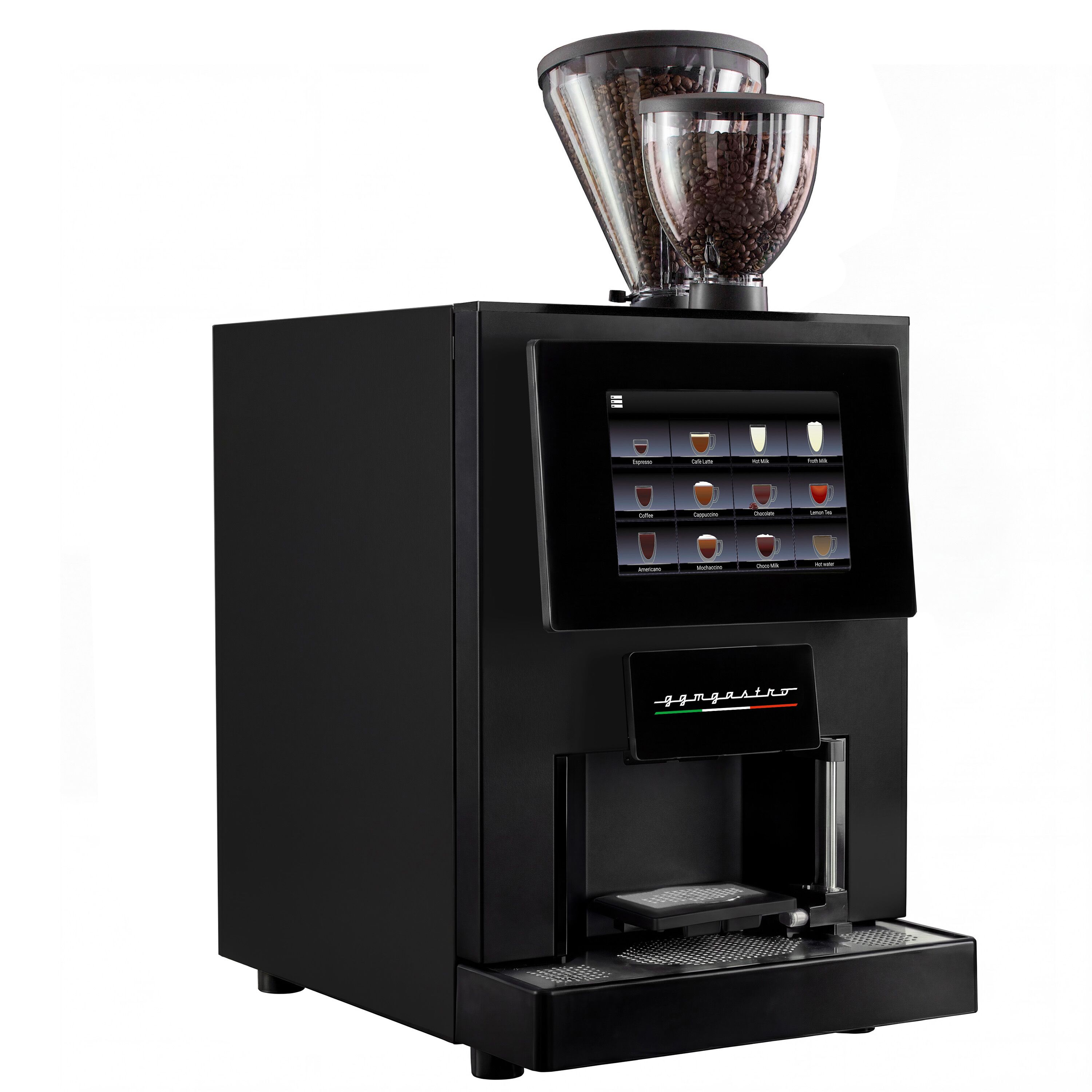 Machine à café automatique - 30 programmes - écran tactile 10 pouces - 2 réservoirs à grains & 3 compartiments à poudre - avec système de lait frais pour 2 types de lait