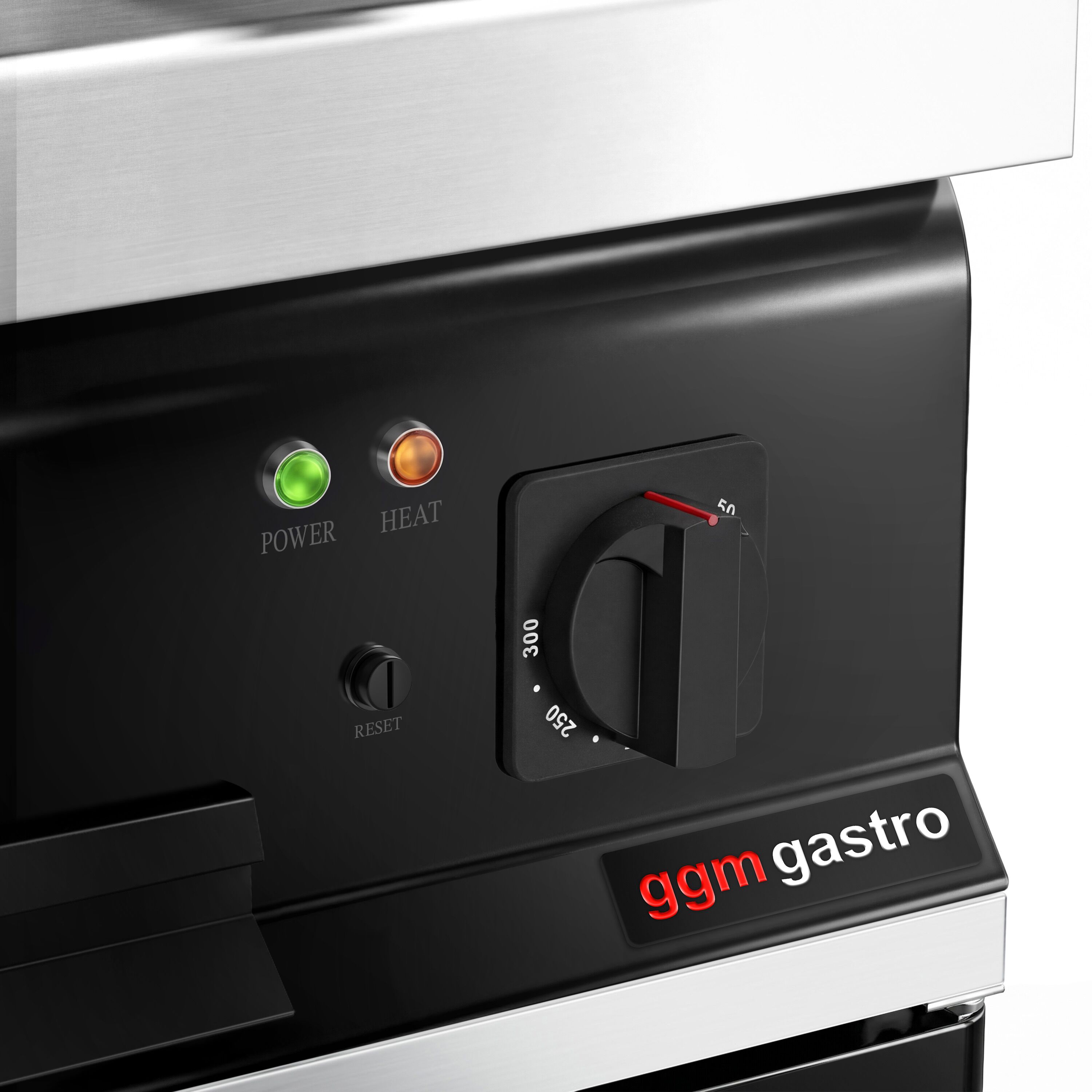 Plancha électrique - plaque acier - 8,0 kW - Rainurée - Surface de cuisson : 395x535mm - incl. soubassement avec 1 porte