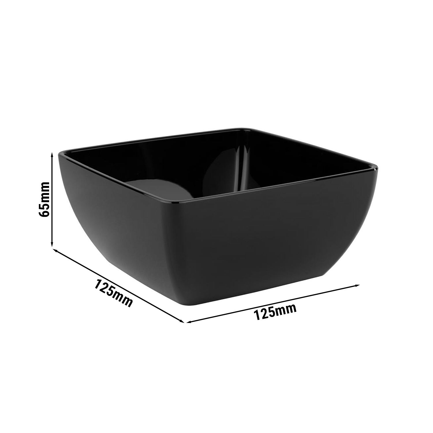 (6 pcs) Coupe - FRIENDLY - PET - 400ml - carré - lot de 6 - 125x125mm - Profondeur : 65mm - Noir