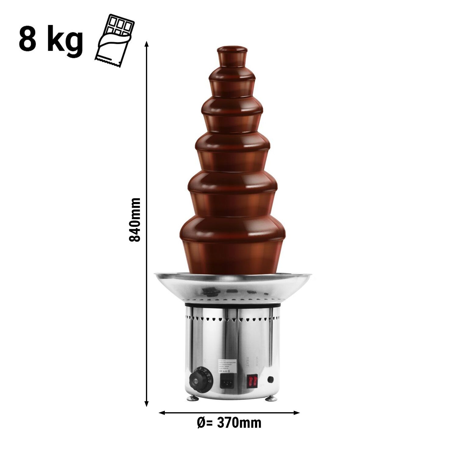 Schokoladenbrunnen - 300 Watt - 6 Etagen - Füllmenge: 8 kg - Höhe: 840mm