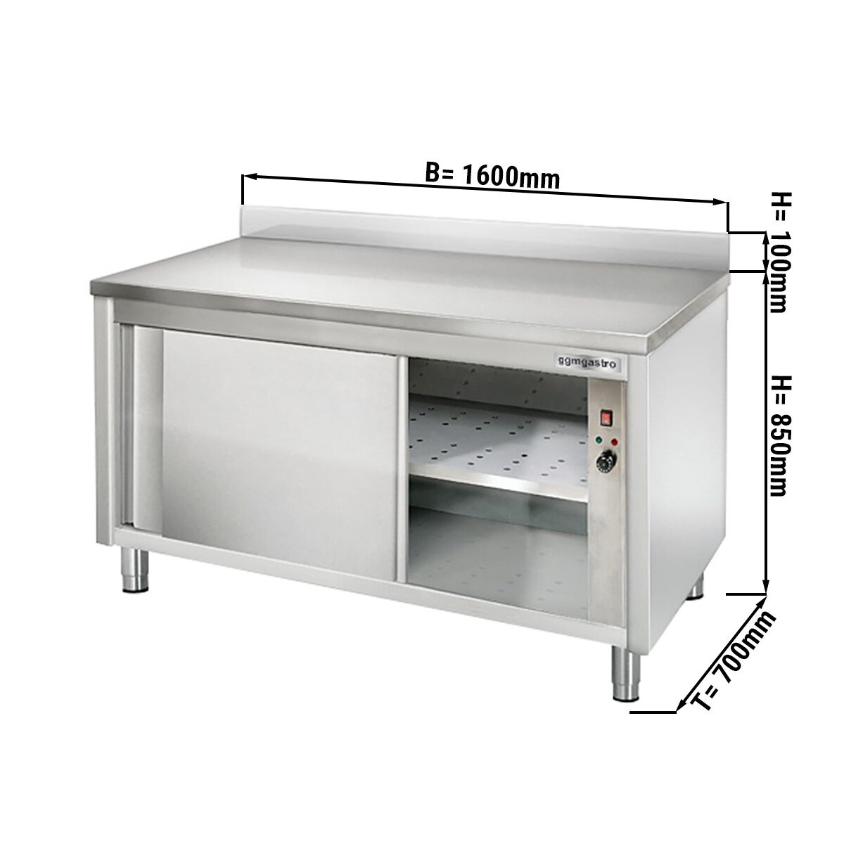 Wärmeschrank ECO - 1,6 m - mit Aufkantung