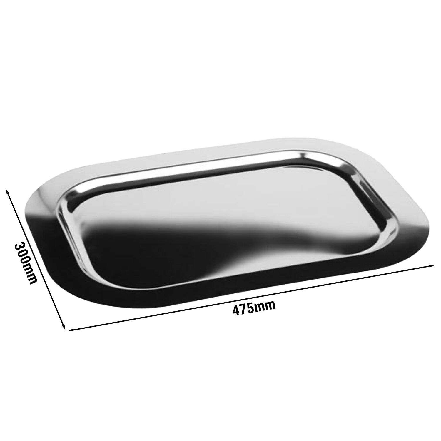 (6 pcs) Plateau de présentation - FINESSE - Acier inoxydable - 475x300mm - Hauteur:15mm
