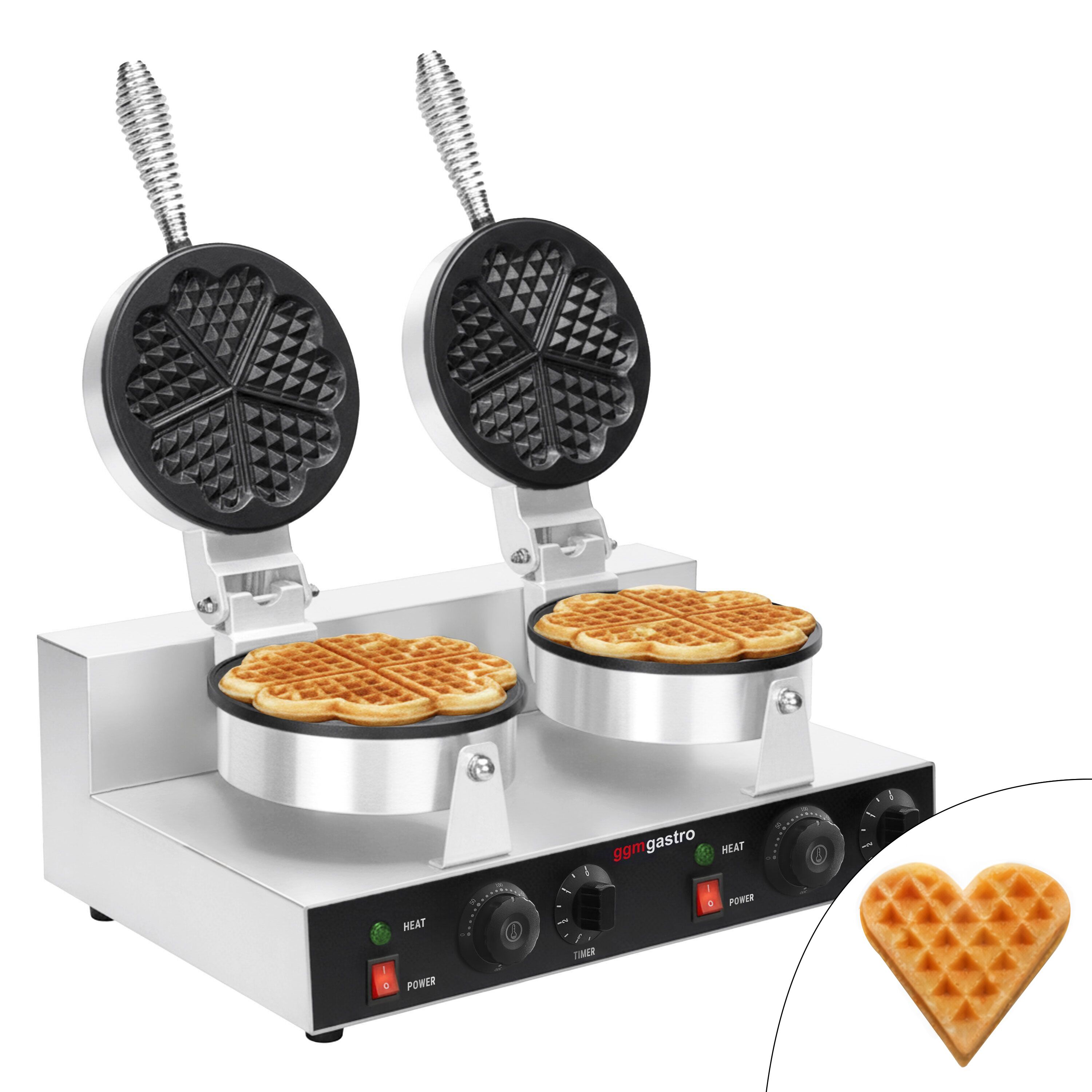 Gaufrier – double – 2,6 kW – Forme : cœur