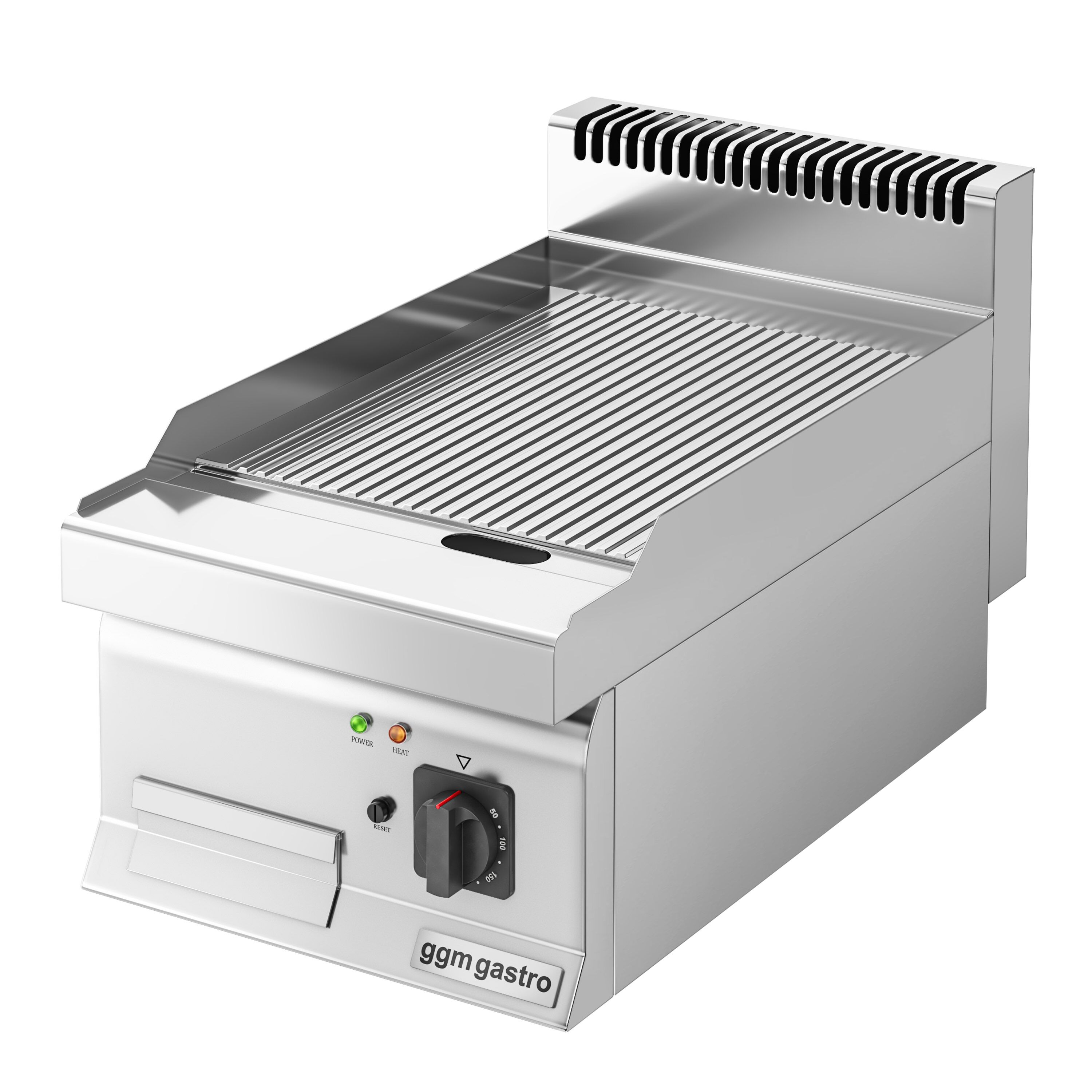 Plancha électrique - plaque acier - 3,6 kW - Rainurée - Surface de cuisson : 395x535mm