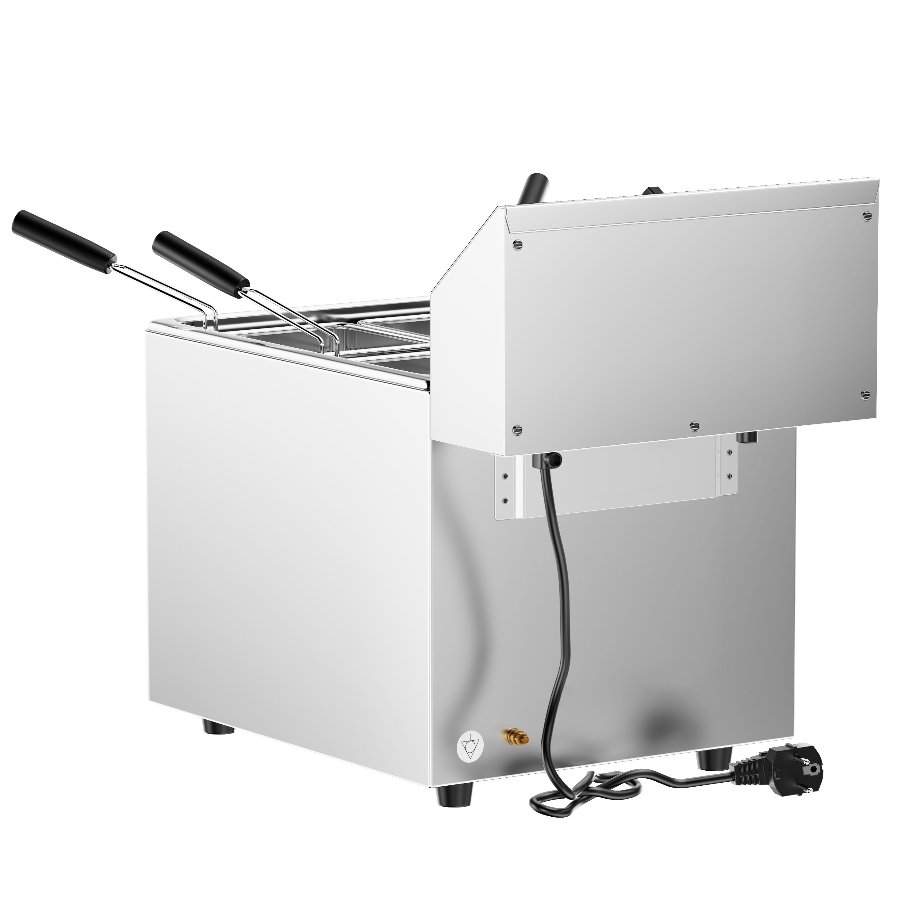 Cuiseur à pâtes électrique – 8 L – 3,25 kW – avec robinet de vidange – incl. 4 paniers