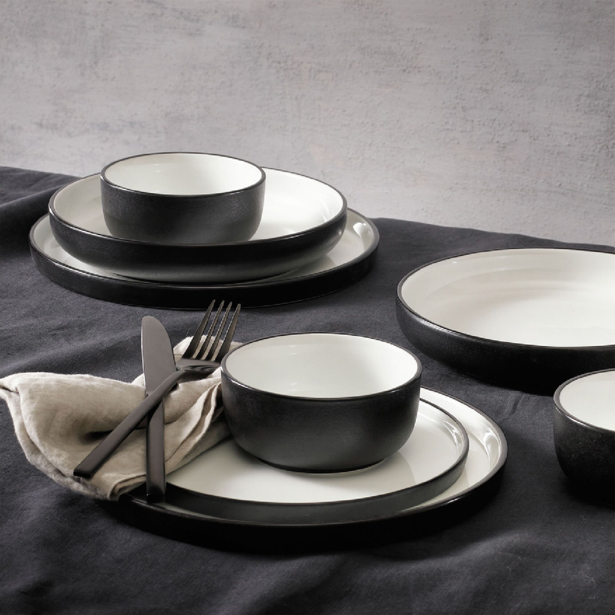 (6 pcs) Coupe - COSMIC - Porcelaine - 320ml - Ø 110mm - Noir/Blanc