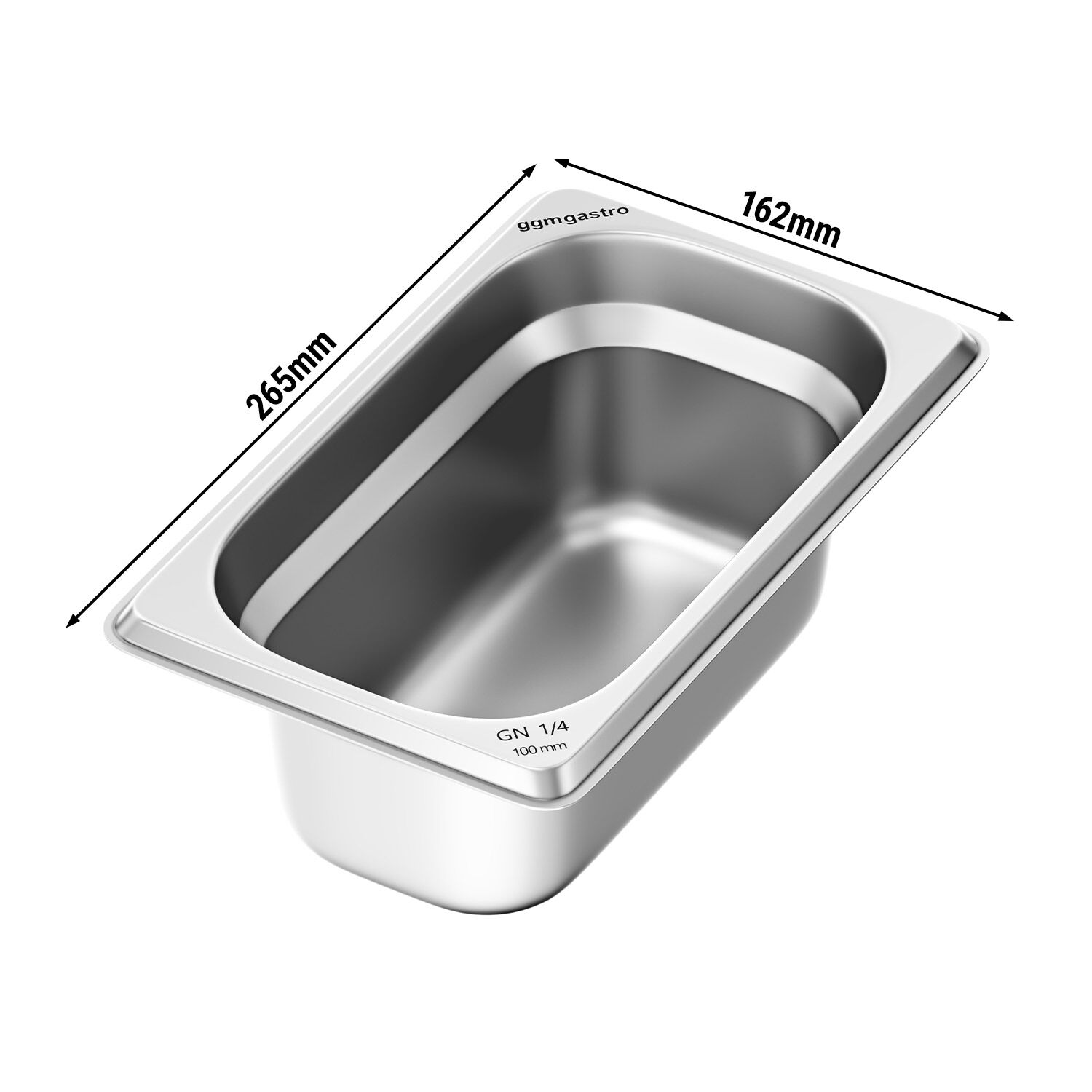 (6 pièces) Récipients en acier inoxydable GN 1/4 - Hauteur : 100mm