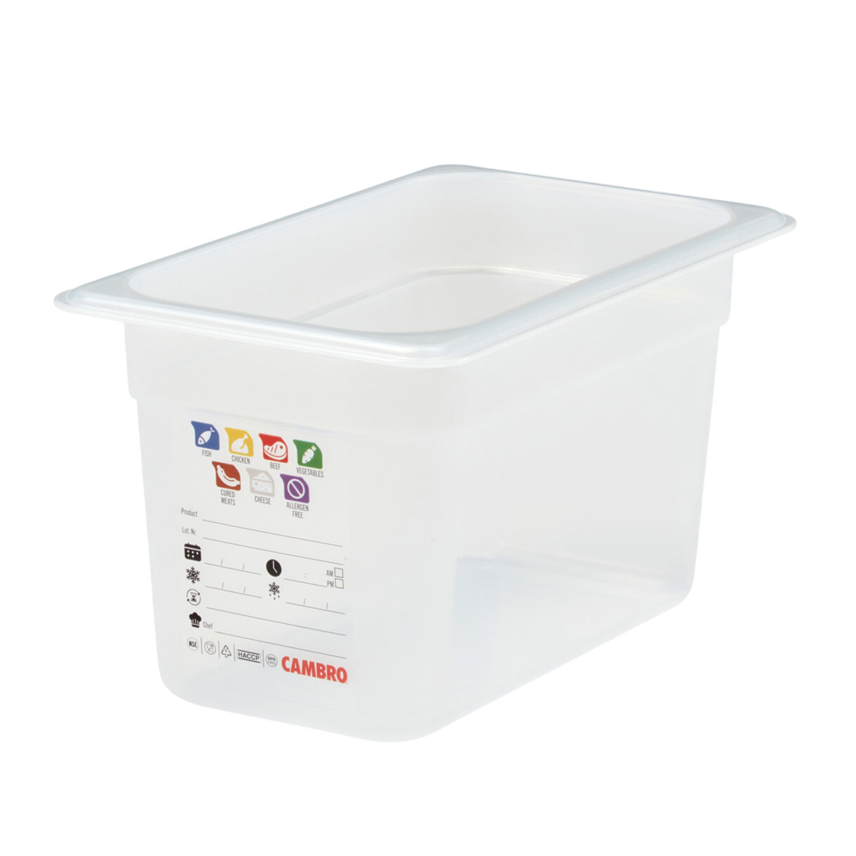 (6 pièces) CAMBRO | SafeTrak - Récipients en polypropylène GN 1/4 - laiteux - Hauteur : 150mm
