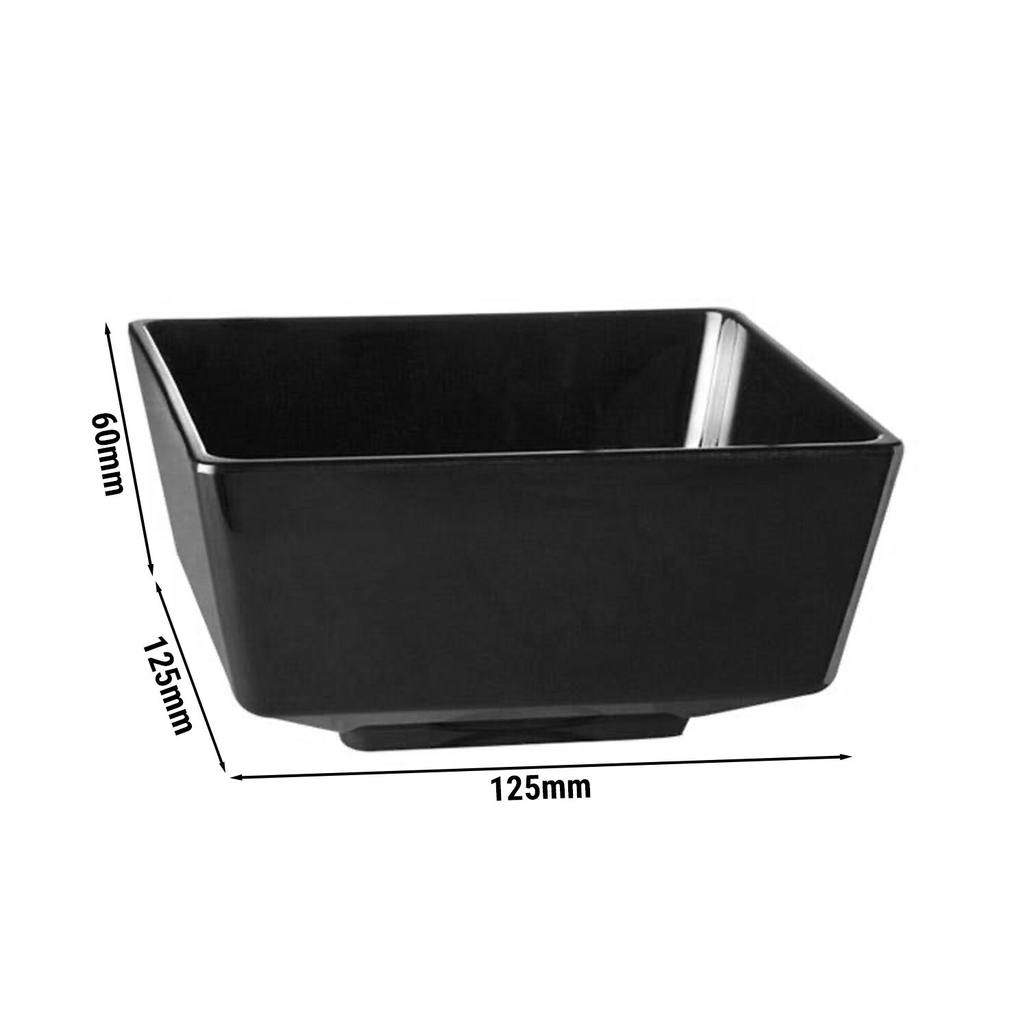 (6 pcs) Coupe - FLOAT - Mélamine - 0,5L - carré - lot de 6 - 125x125mm - Profondeur : 60mm - Noir