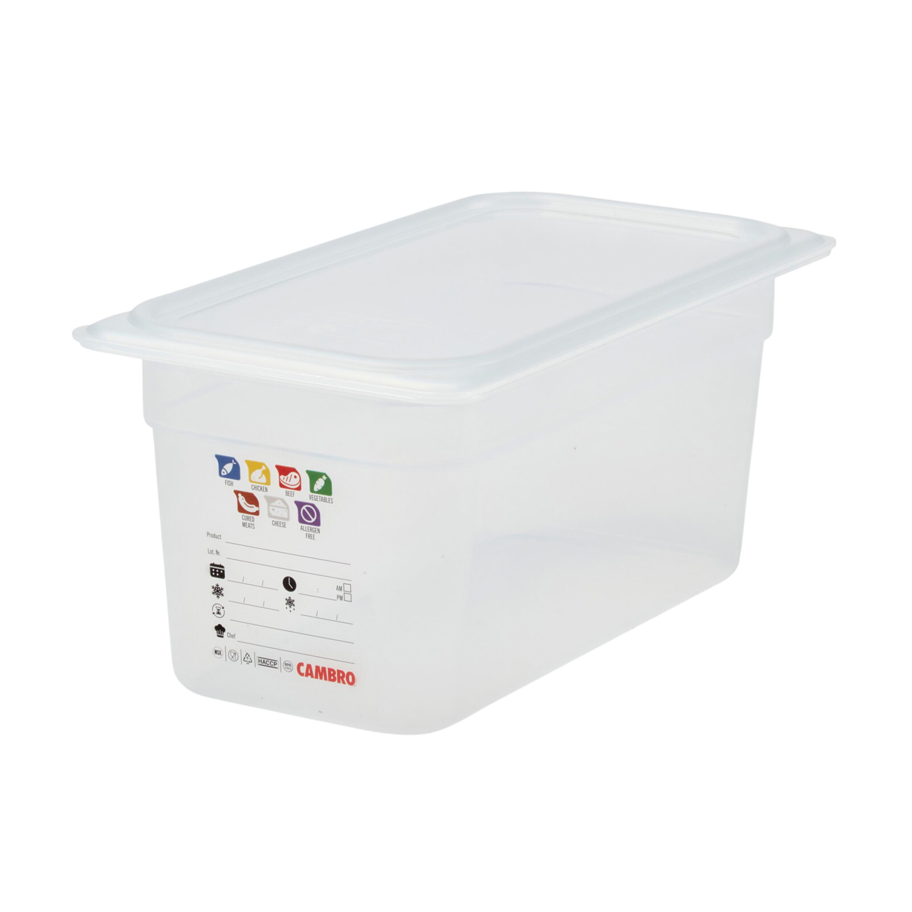 (6 pièces) CAMBRO | SafeTrak - Récipients en polypropylène GN 1/3 - laiteux - Hauteur : 150mm