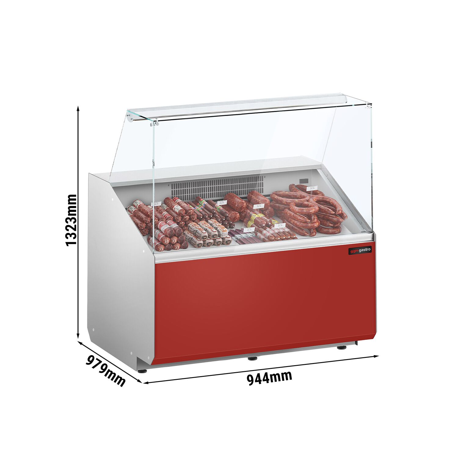 Serve Over Counter - 944mm - front panel red - capacity 200 litres