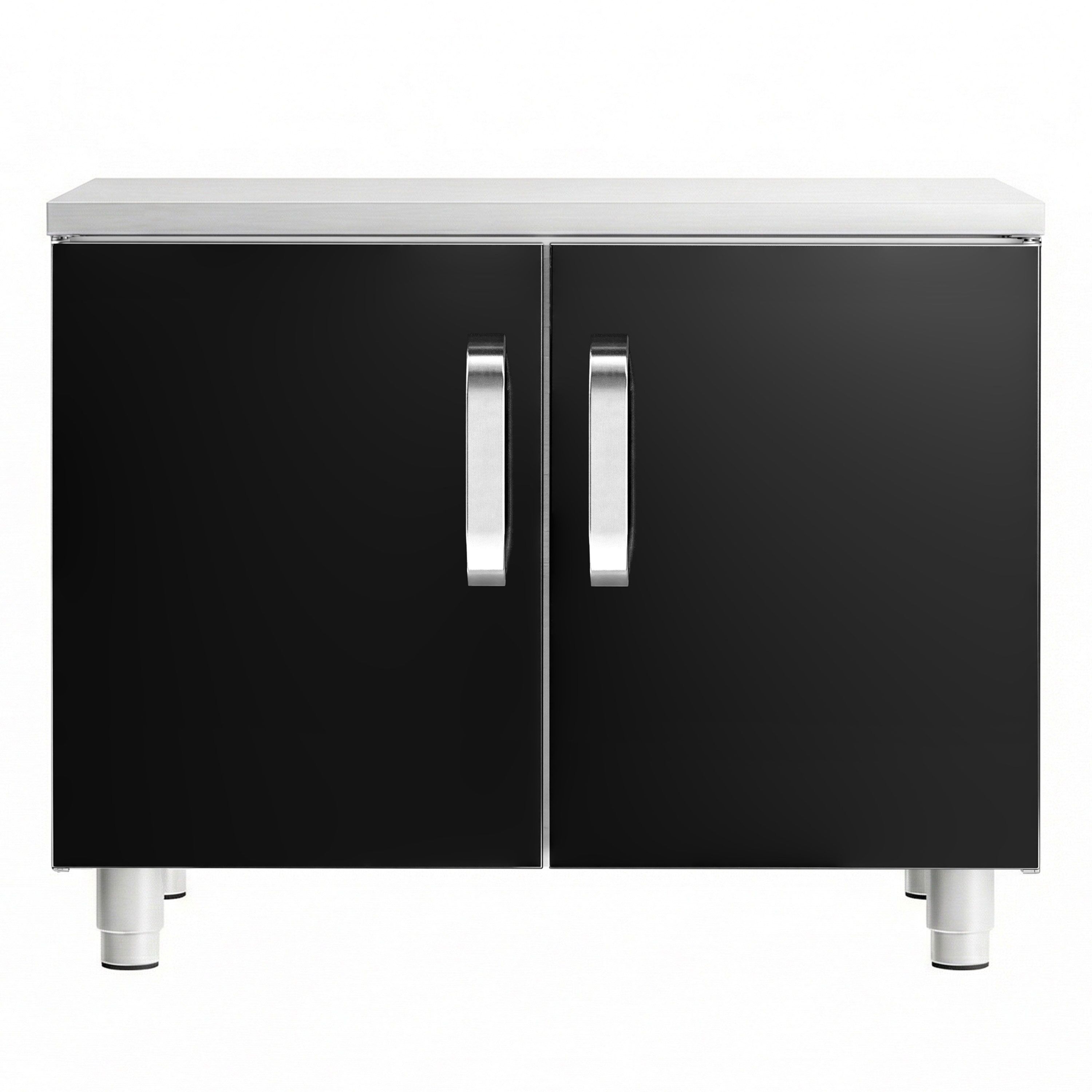 Stainless Steel Undercounter Cabinet - 800x620x587mm - Black doors - 2 doors