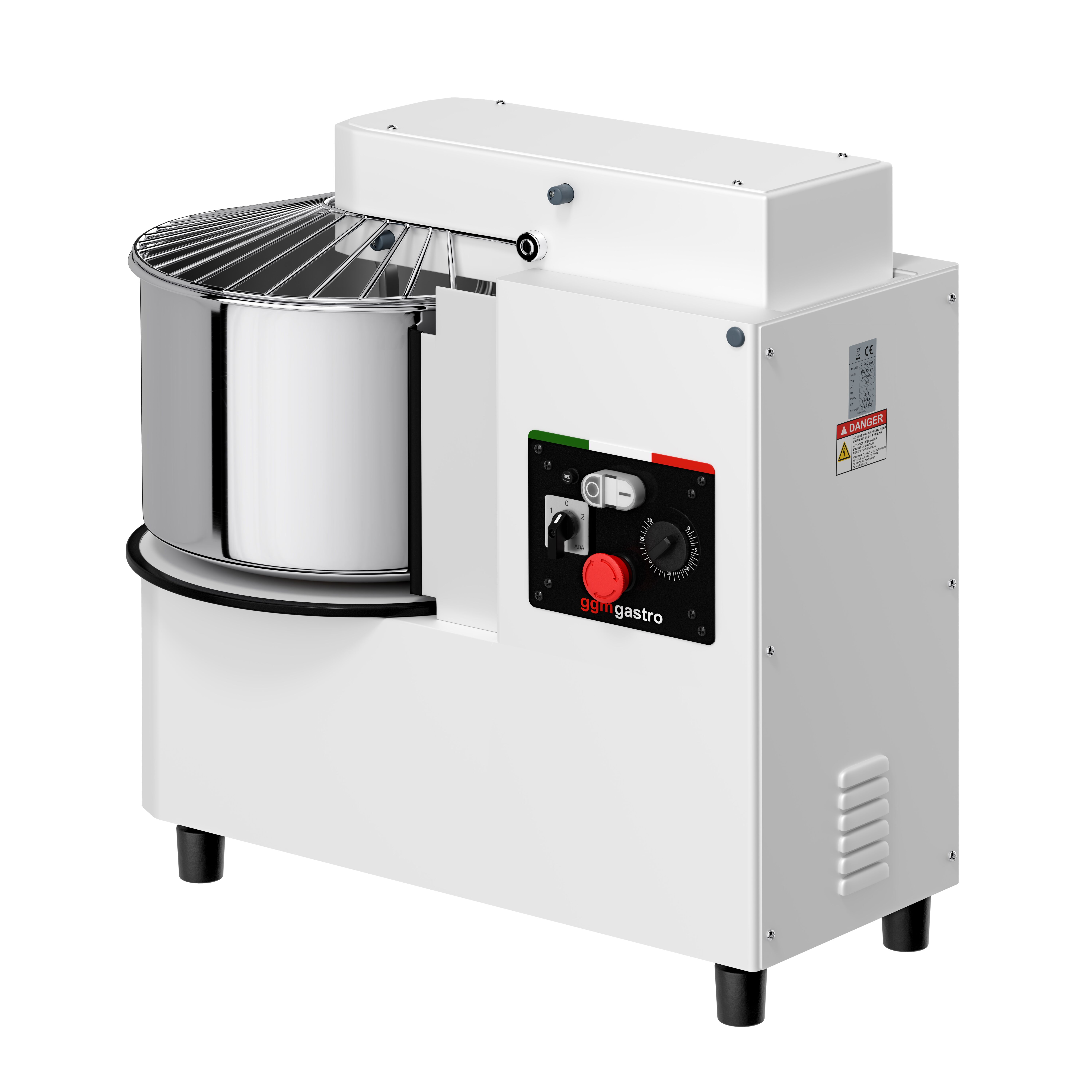 Pétrin à Pâte / Pétrin à spirale - 42 Litres / 38 kg - 2 Vitesses - Cuve Amovible & Tête Relevable - Fonction Minuterie