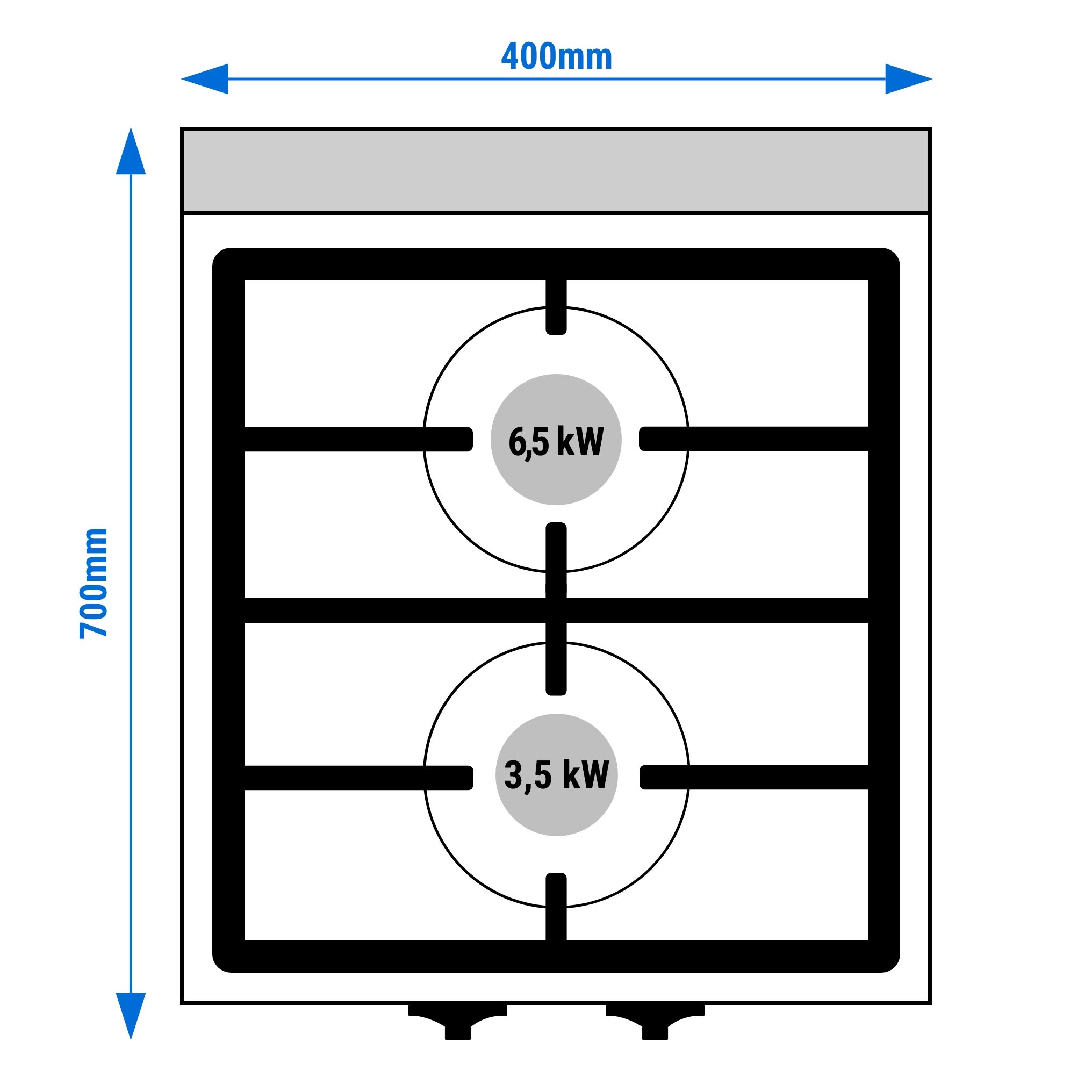 Fourneau à gaz – 10 kW – 2 brûleurs