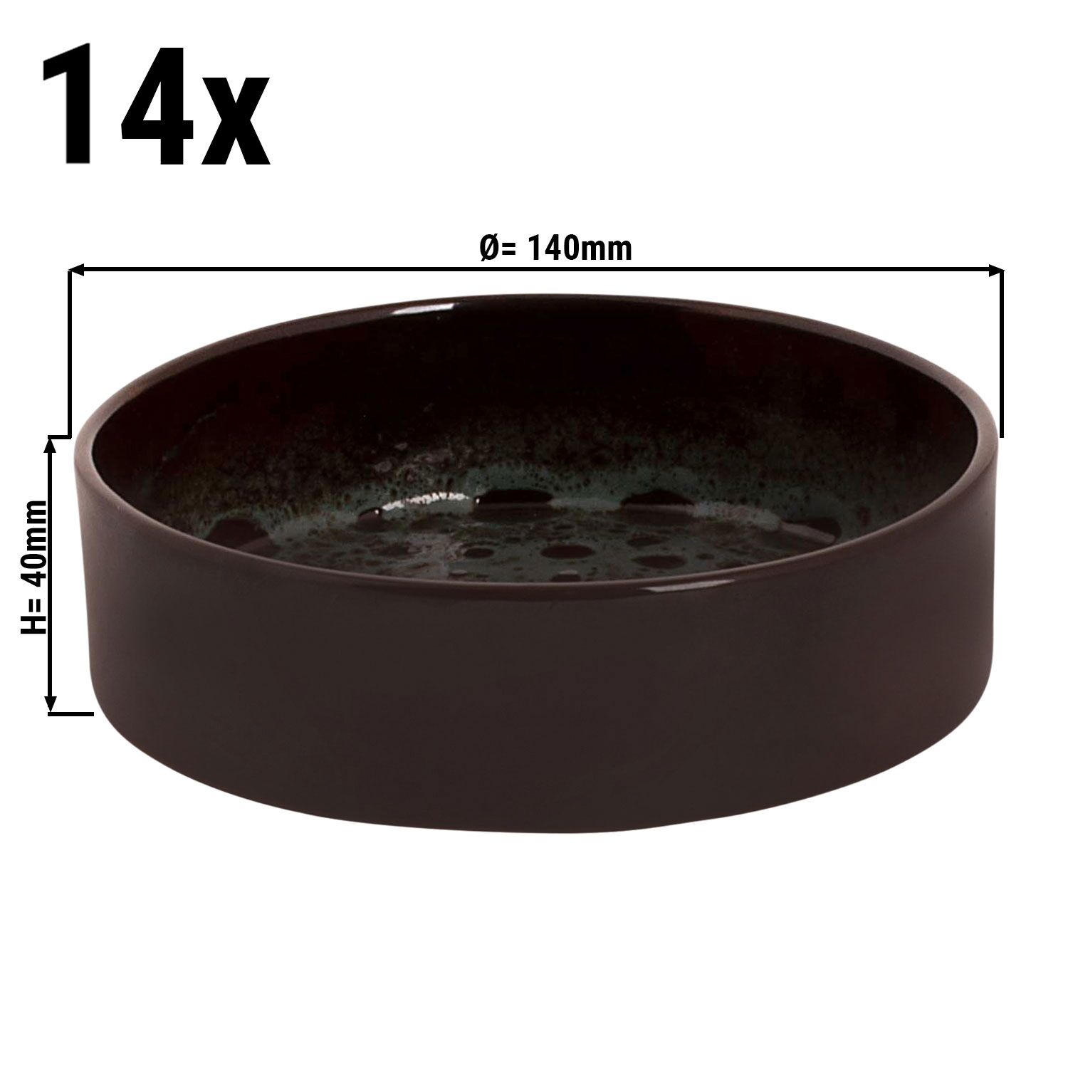 (14 Stück) TURKEY - Ofenform - Ø 140mm - Braun / blau
