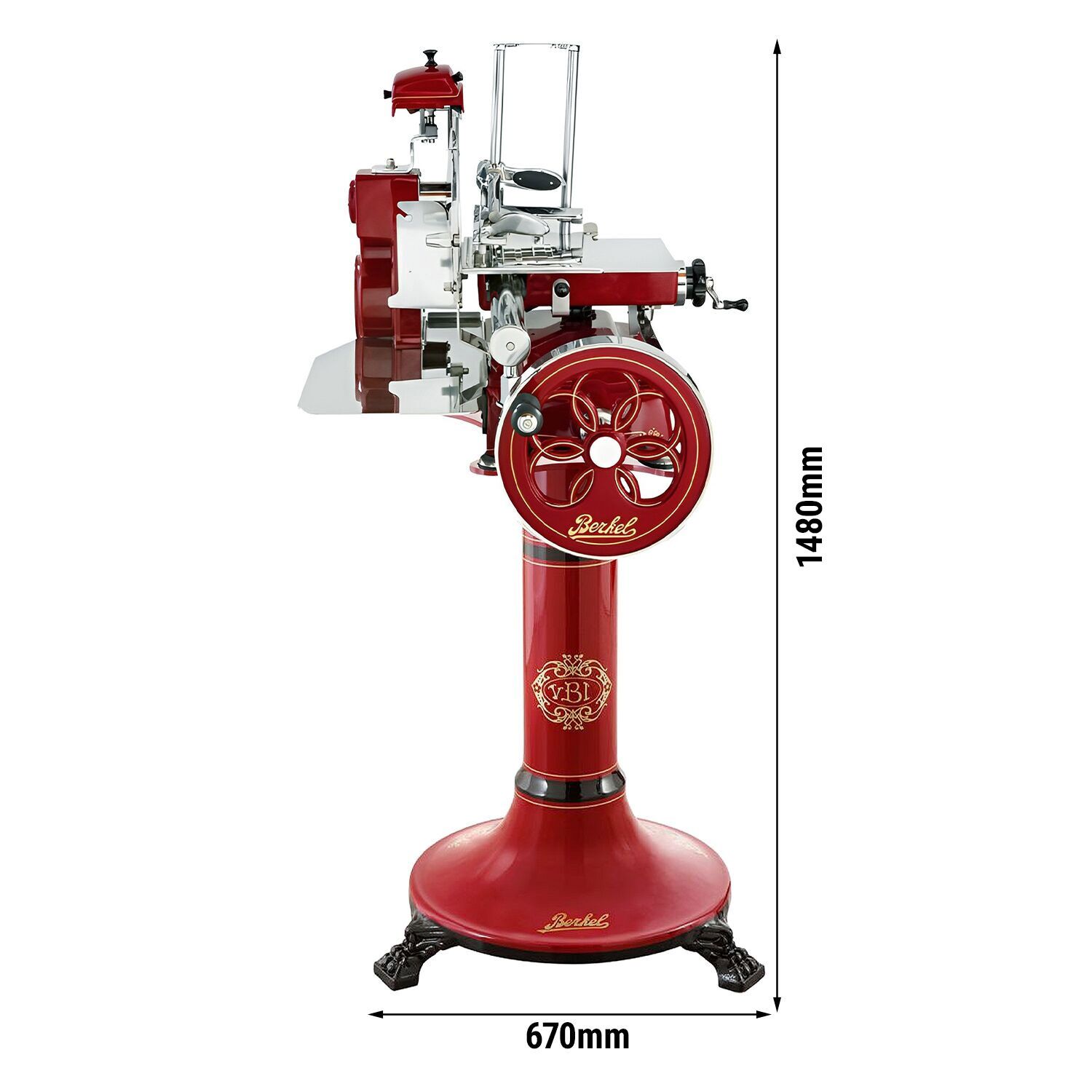 BERKEL | Machine à volant Tribute - Lame : Ø 300mm - Rouge - avec socle inclus