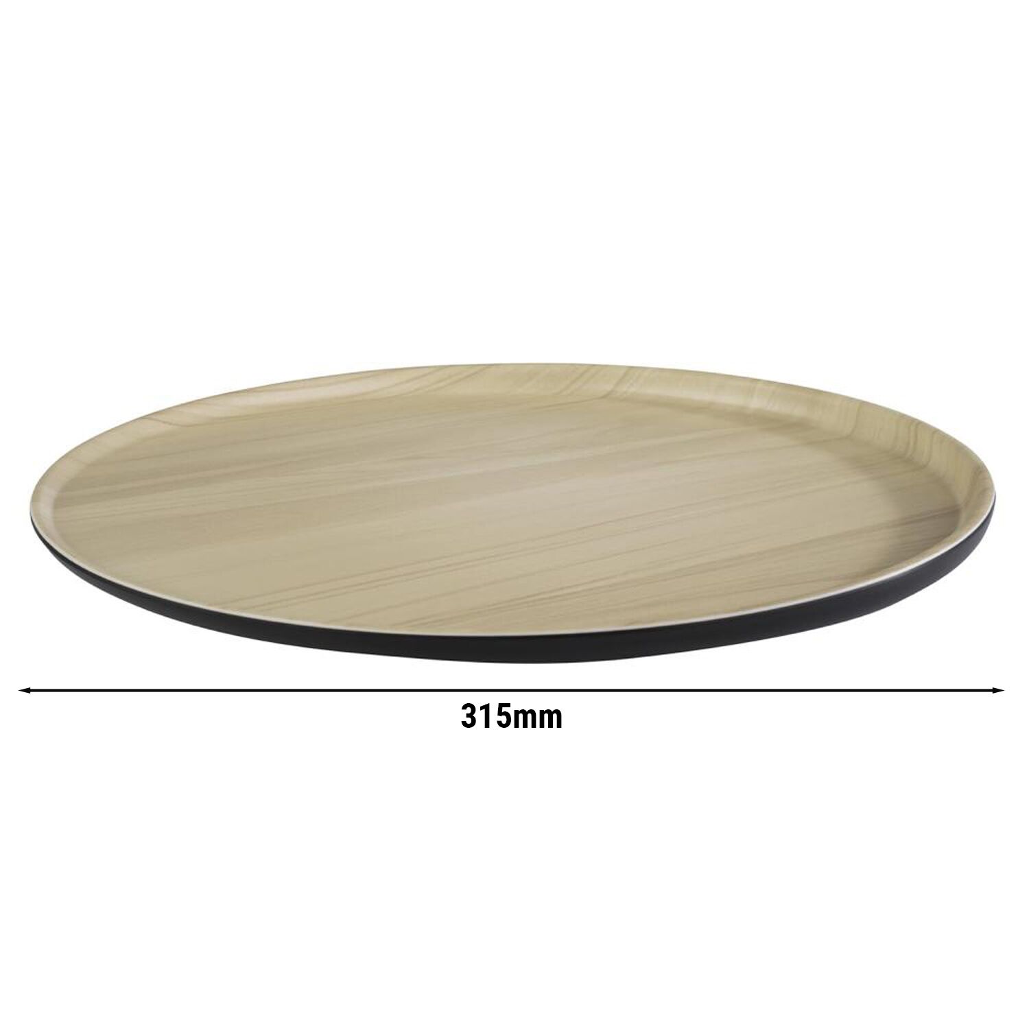 (6 pcs) Plateau de présentation - FRIDA - Mélamine - Ø315mm - Hauteur:25mm - Noir/Beige - avec patins antidérapants - empilable, compatible lave-vaisselle