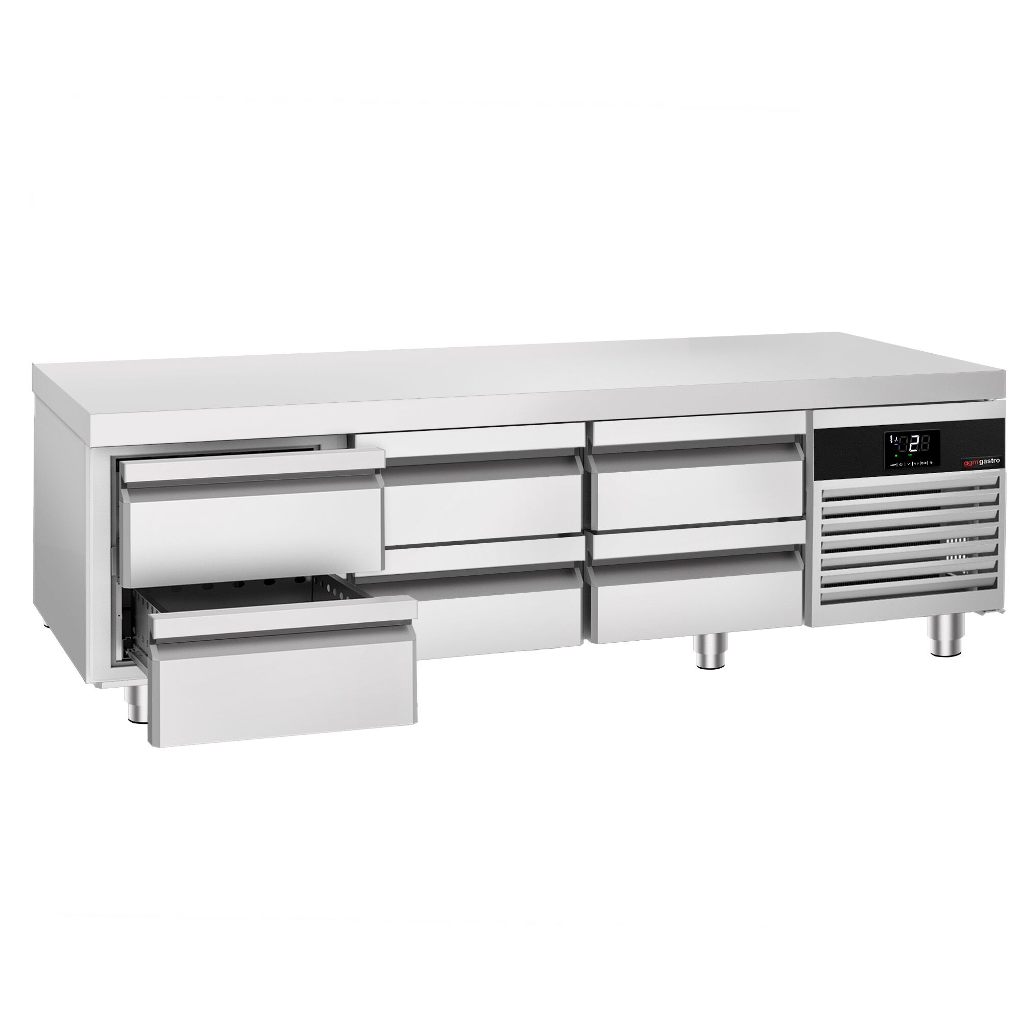 Soubassement réfrigéré Premium - 2000 mm - 210 litres - 6 tiroirs