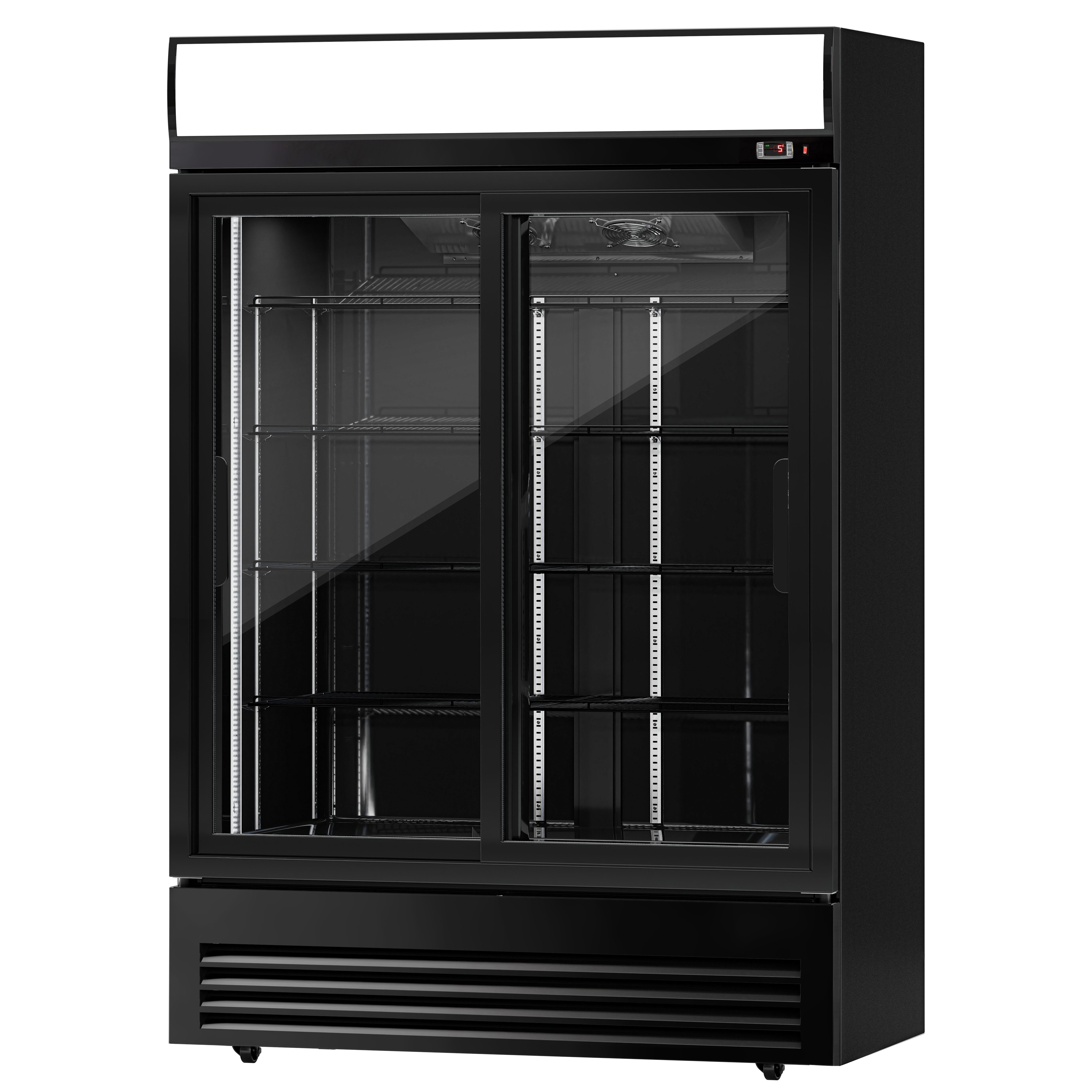 Vitrine réfrigérée à boissons - 1295mm - 880 L - 2 portes vitrées coulissantes - éclairage LED - affichage digital de la température - Noir - +2 à +8 °C
