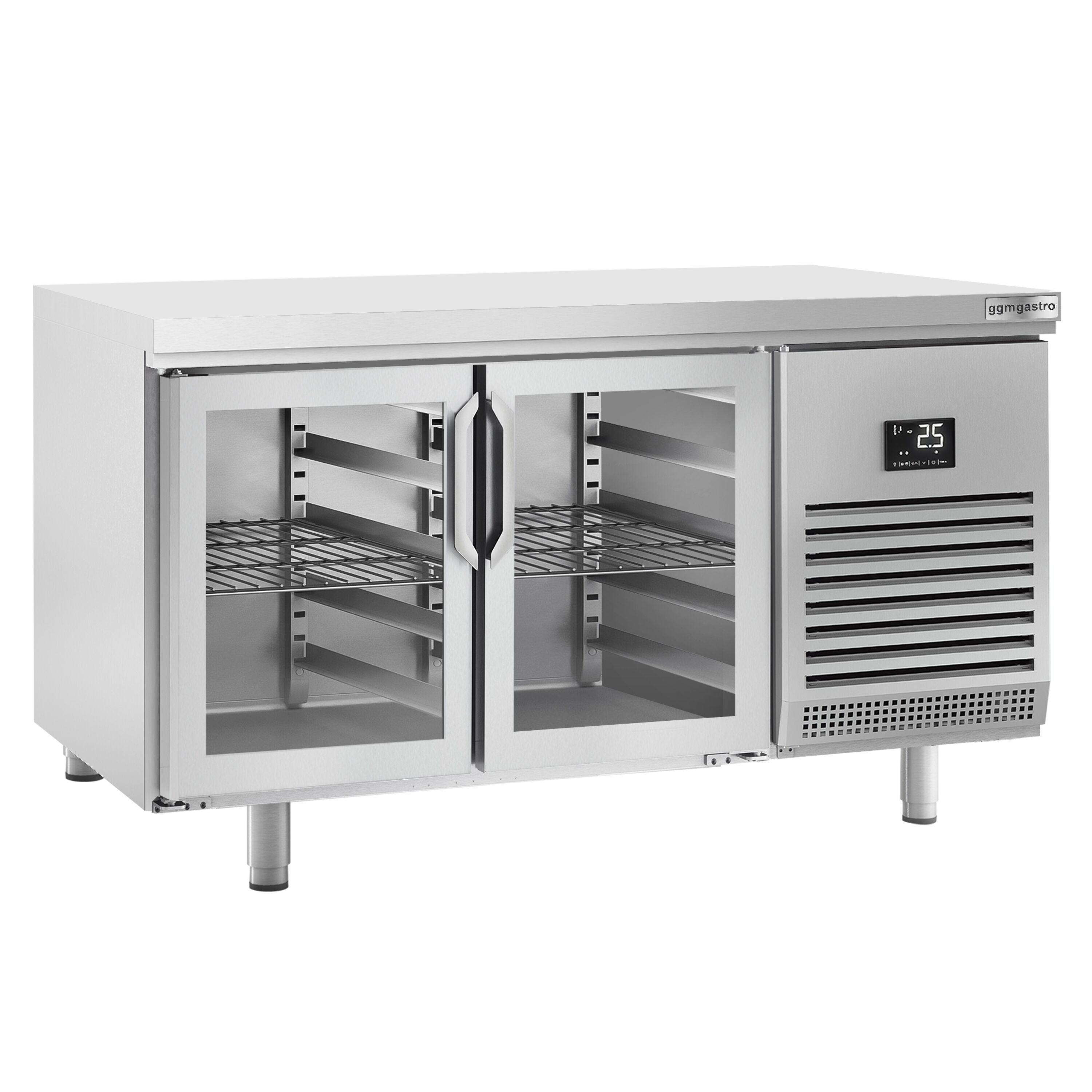 Commercial Counter Fridge PREMIUM PLUS - 1618x800mm - glass doors - double glazing - capacity 420 litres