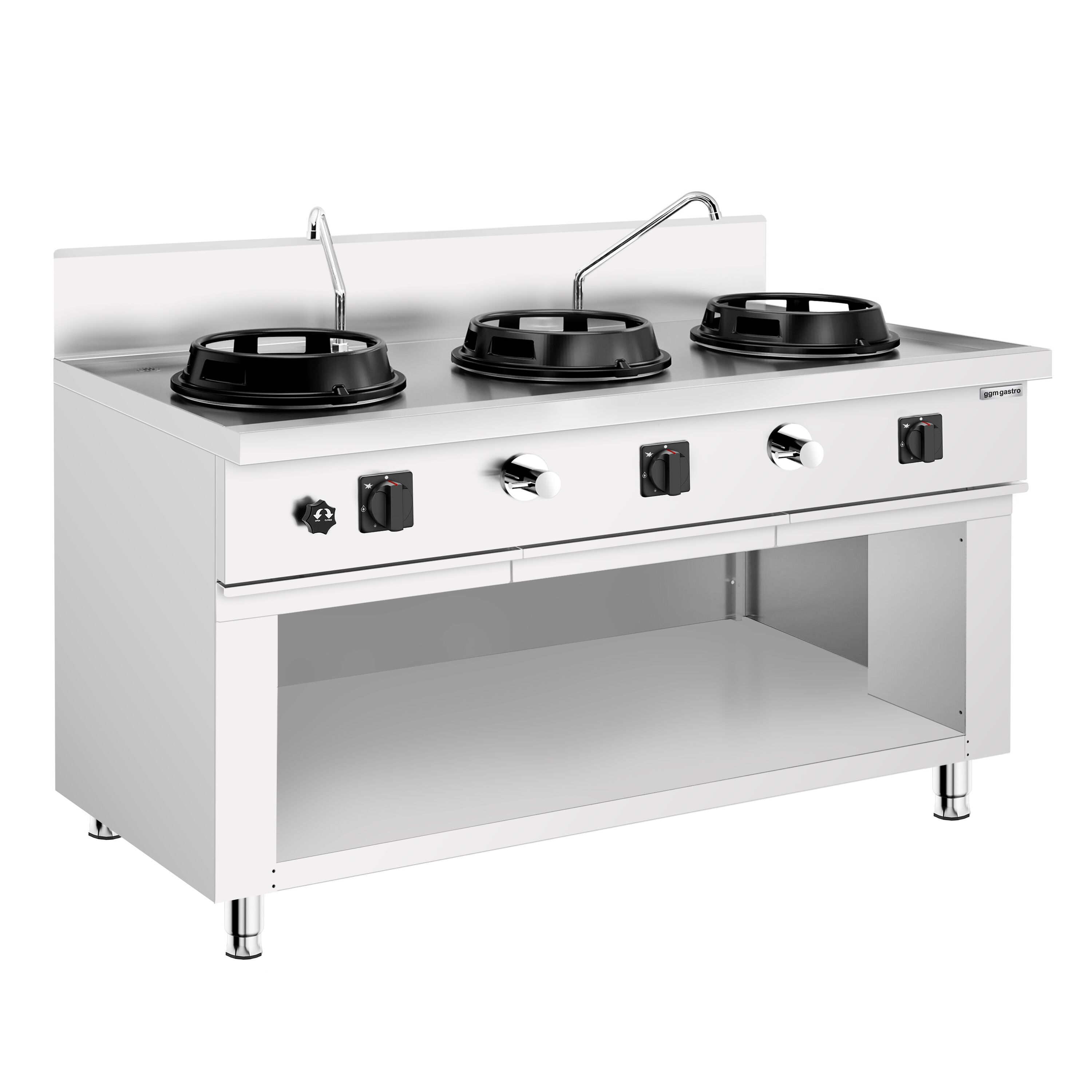 Cuisinière Wok à Gaz - 45 kW - 3 Brûleurs - incl. 2 Robinets