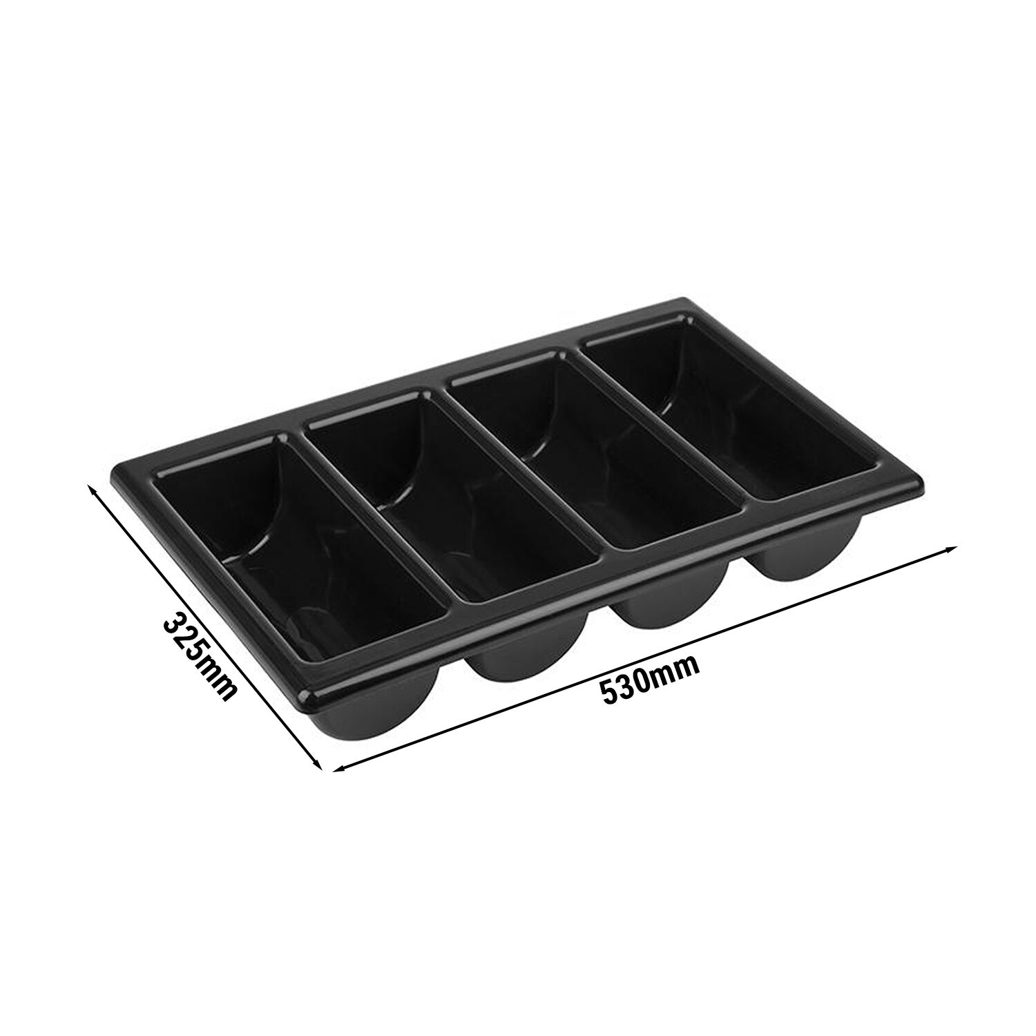 (6 Pièces) Bac à Couverts GN 1/1 - 530 x 325 mm - Polypropylène - 4 Compartiments