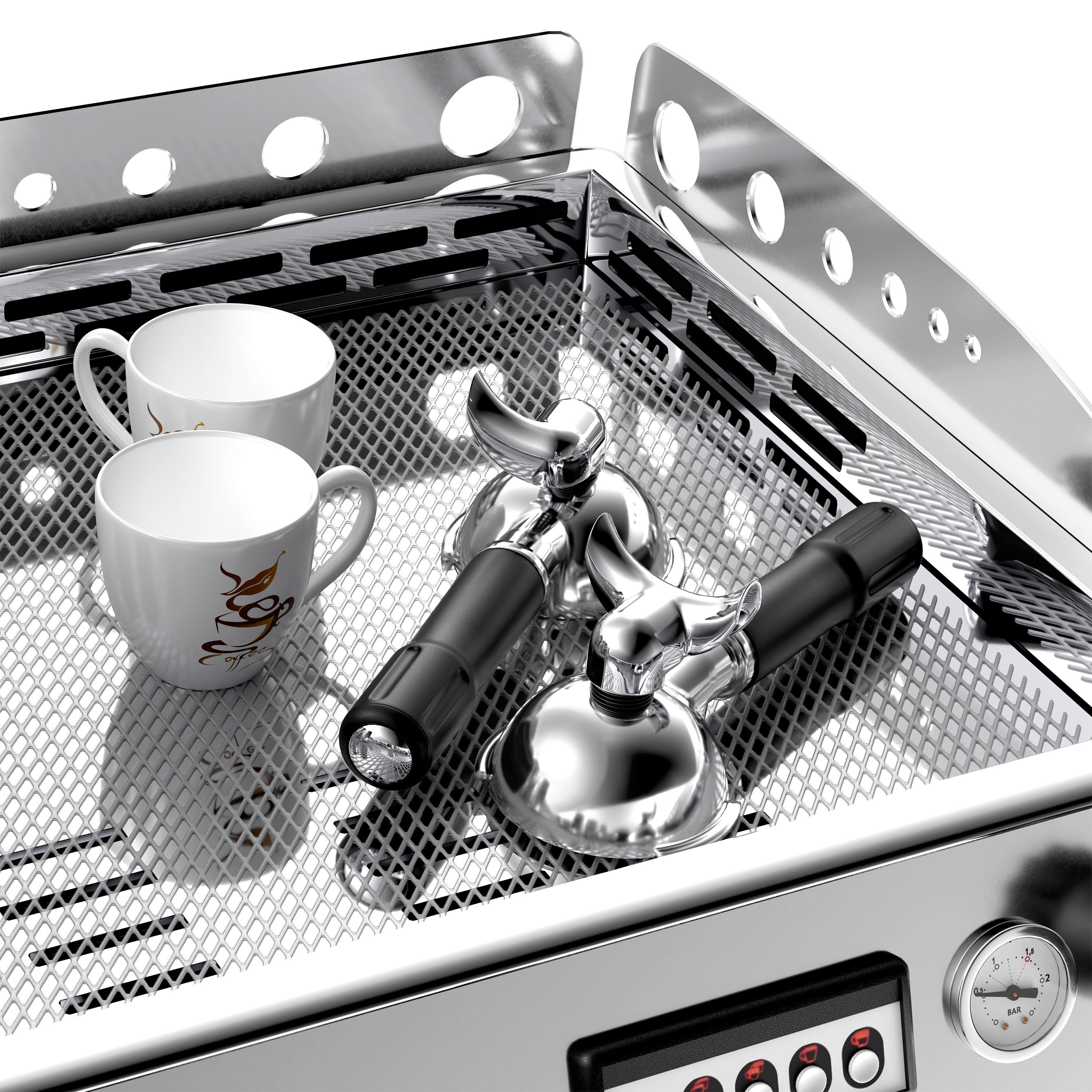 Machine à café porte-filtre – 2 groupes – avec système de préinfusion inclus