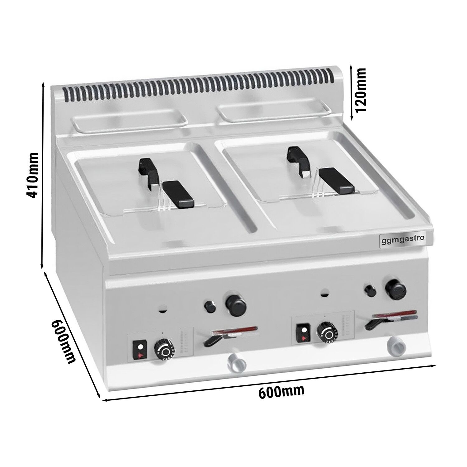 Friteuse à gaz double - 8 + 8 litres - 13,2 kW