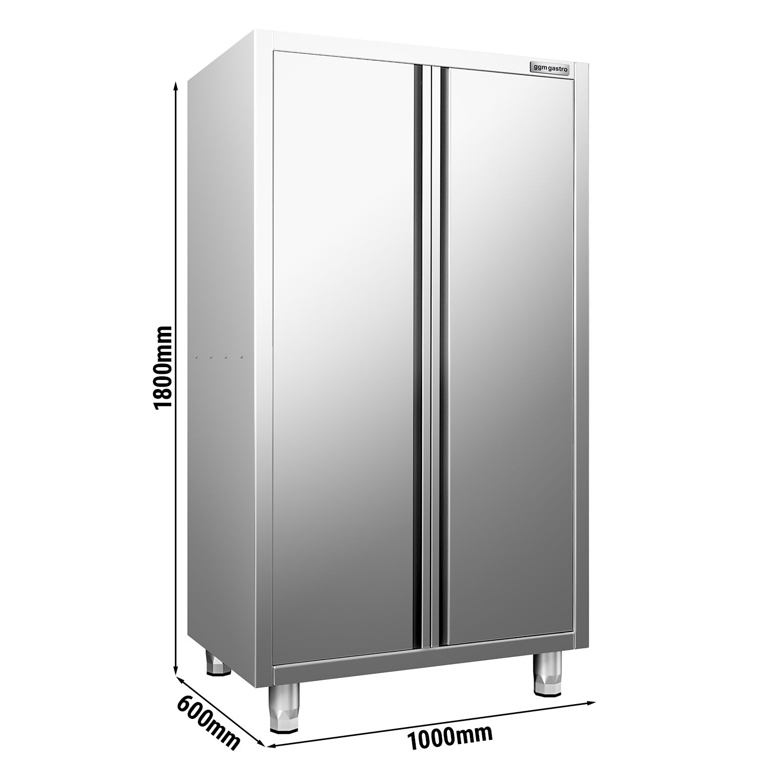 Armoire haute en inox PREMIUM - 1000x600mm - 2 portes battantes - Hauteur: 1800mm