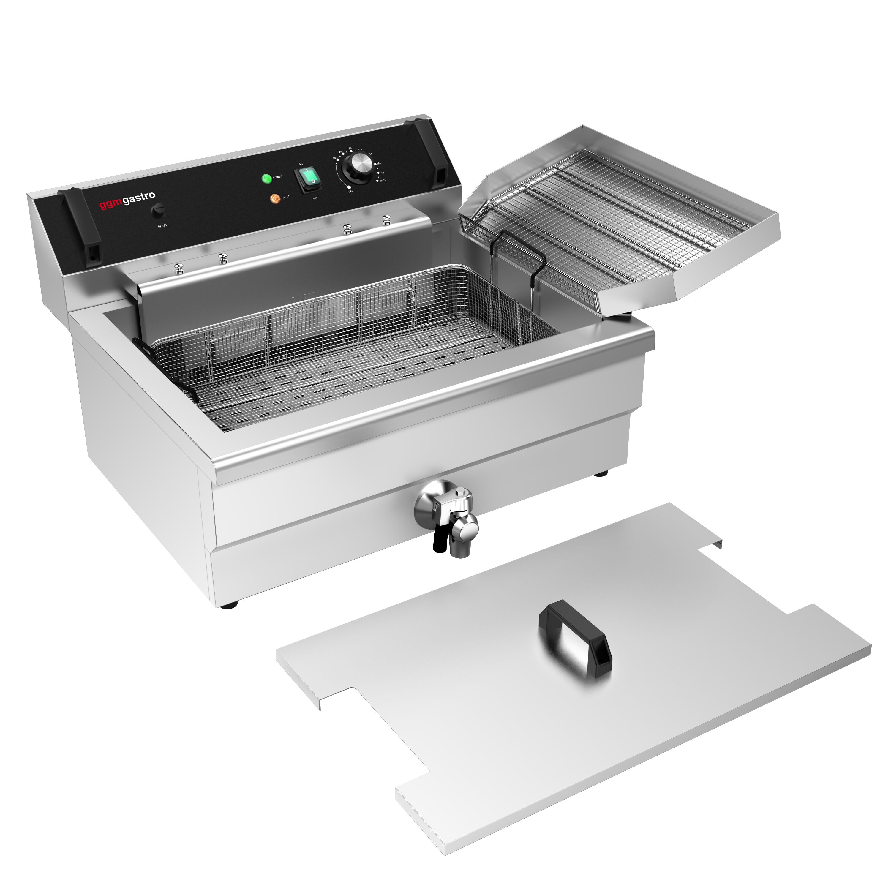 Friteuse à beignets électrique professionnelle - 30L - 5kW - Manuel - avec robinet de vidange