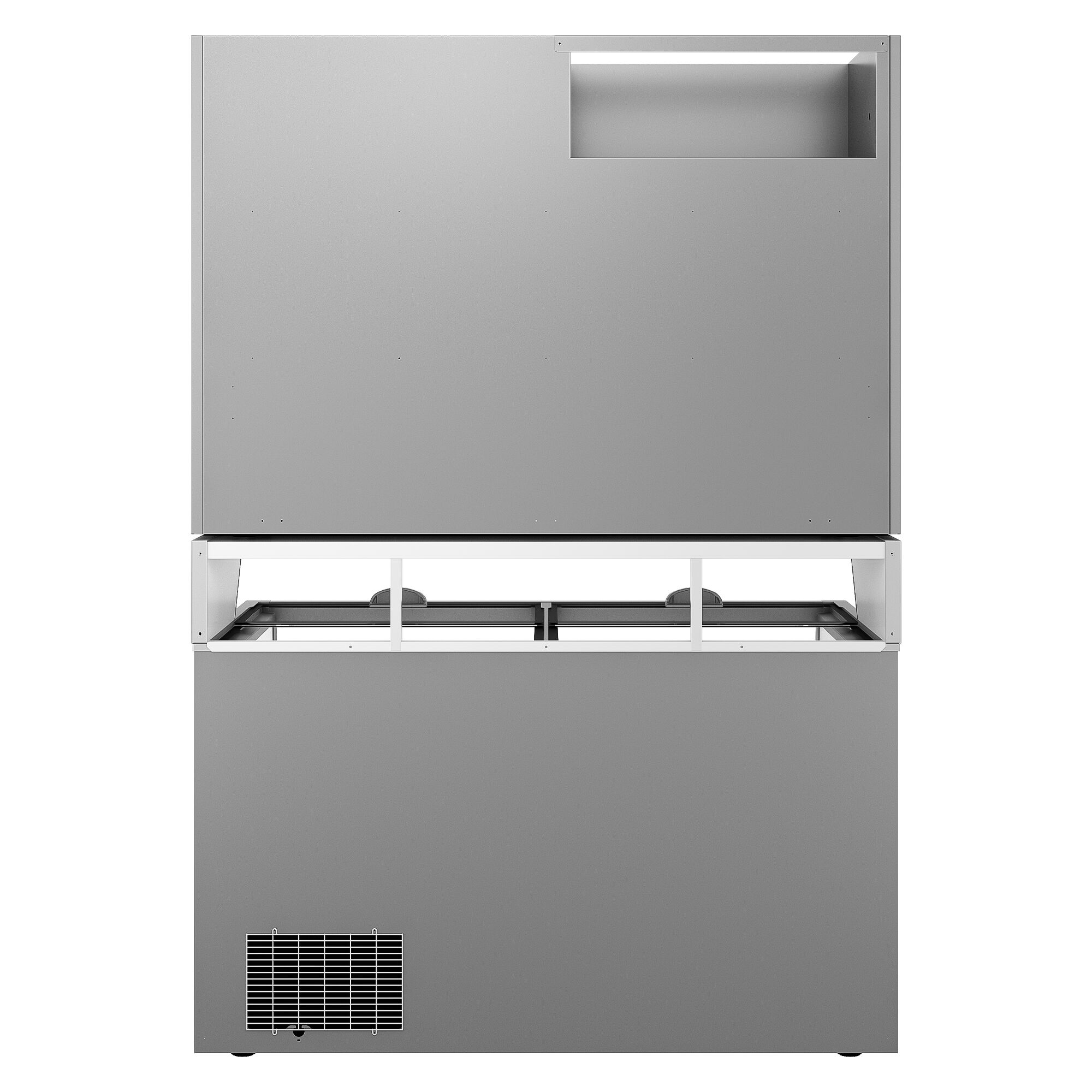 Vitrine murale de congélation pour supermarché - 2 portes - avec îlot de congélation inclus - Gris
