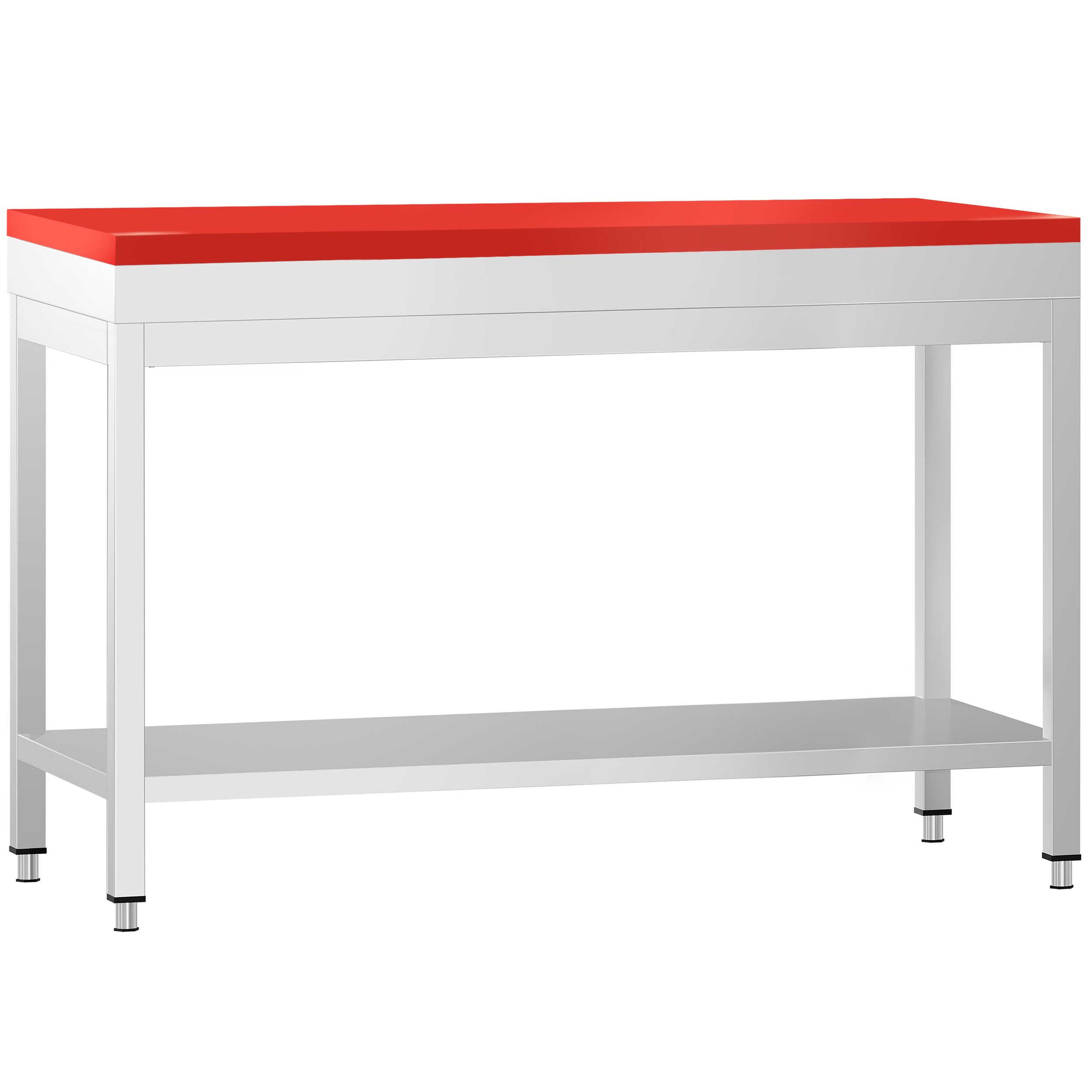 Table de travail en inox PREMIUM - 1200x800mm - avec fond - plaque de découpe incluse Rouge