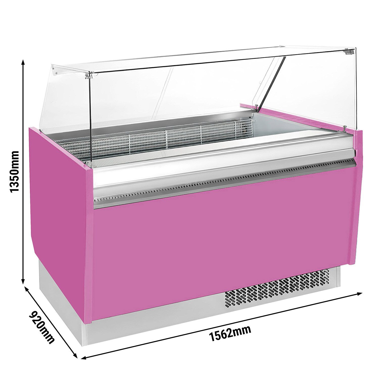 Vitrine à glace LIAM – 1560 mm – refroidissement statique – pour 13+13 bacs à glace de 5 litres – Rose