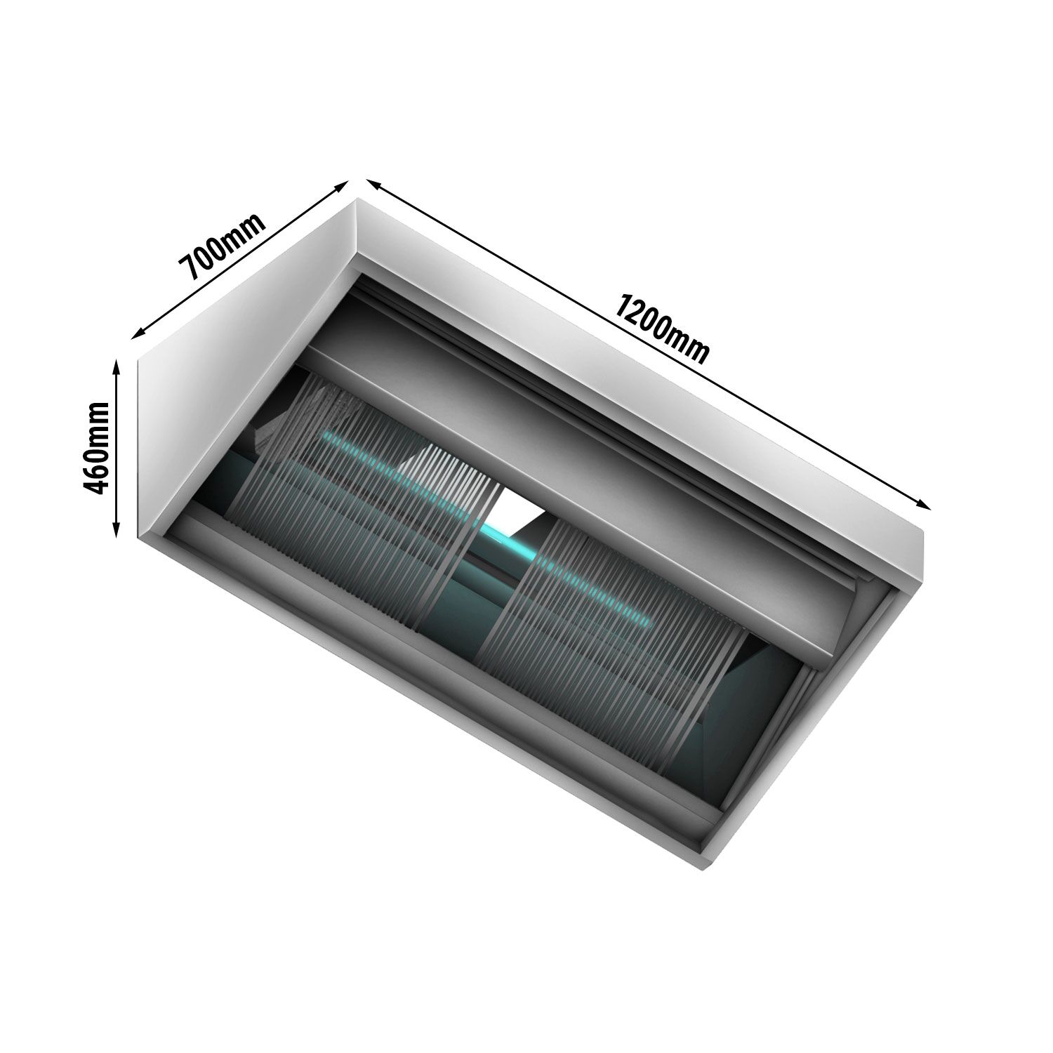 Hotte aspirante plasma - 1200 mm - efficacité de purification de l’air 95 % - avec filtre et lampe