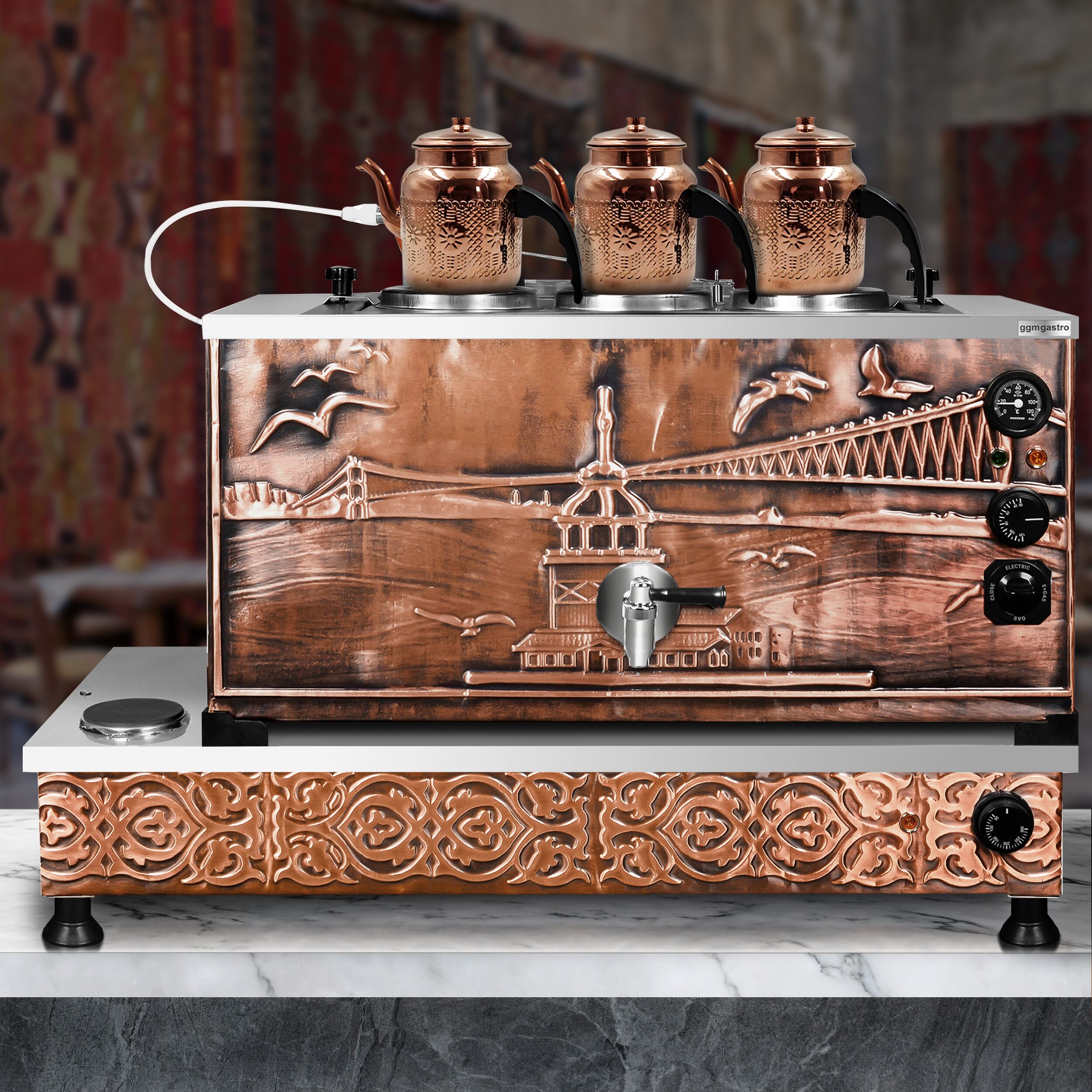 Commercial Electric Copper Tea Urn - 870mm - 33 Litres - Istanbul Design