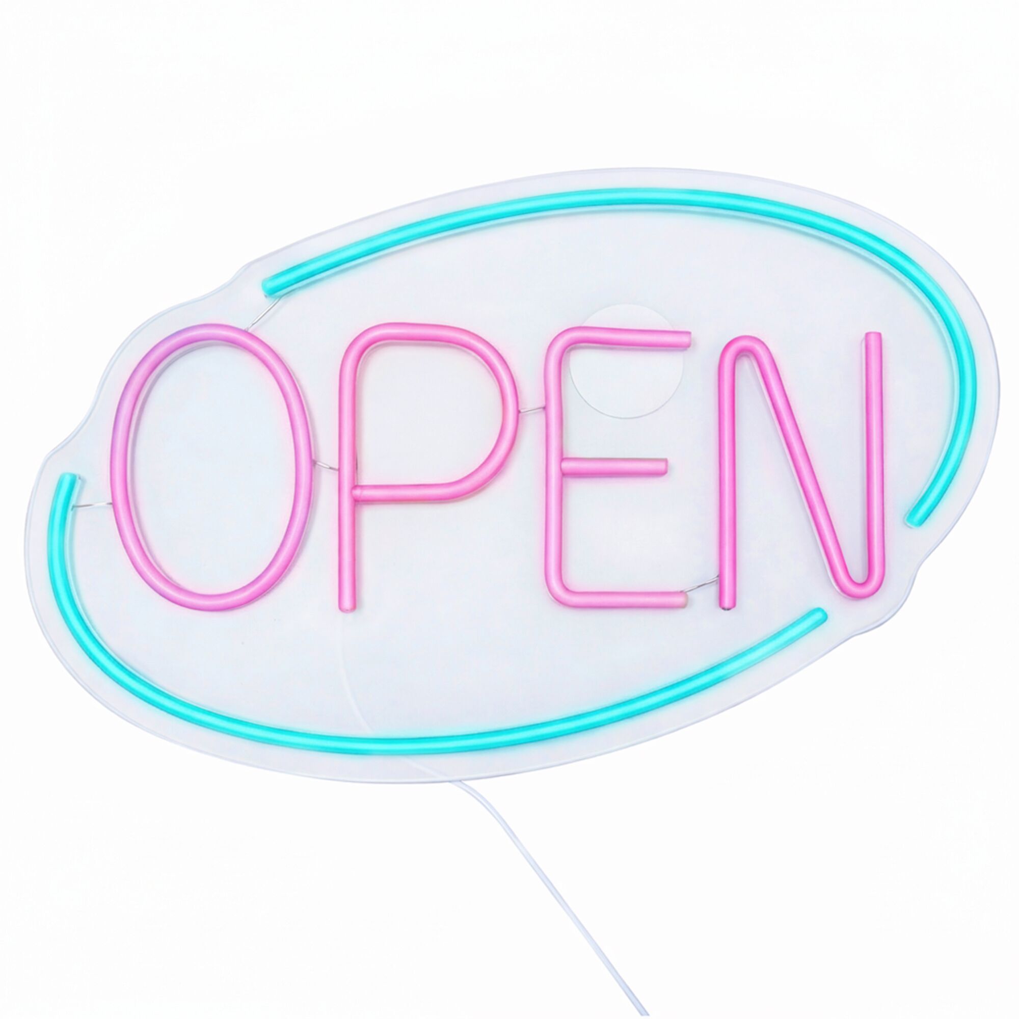 Enseigne lumineuse à LED - OPEN - luminosité réglable - Bleu/Rose - 420x250mm