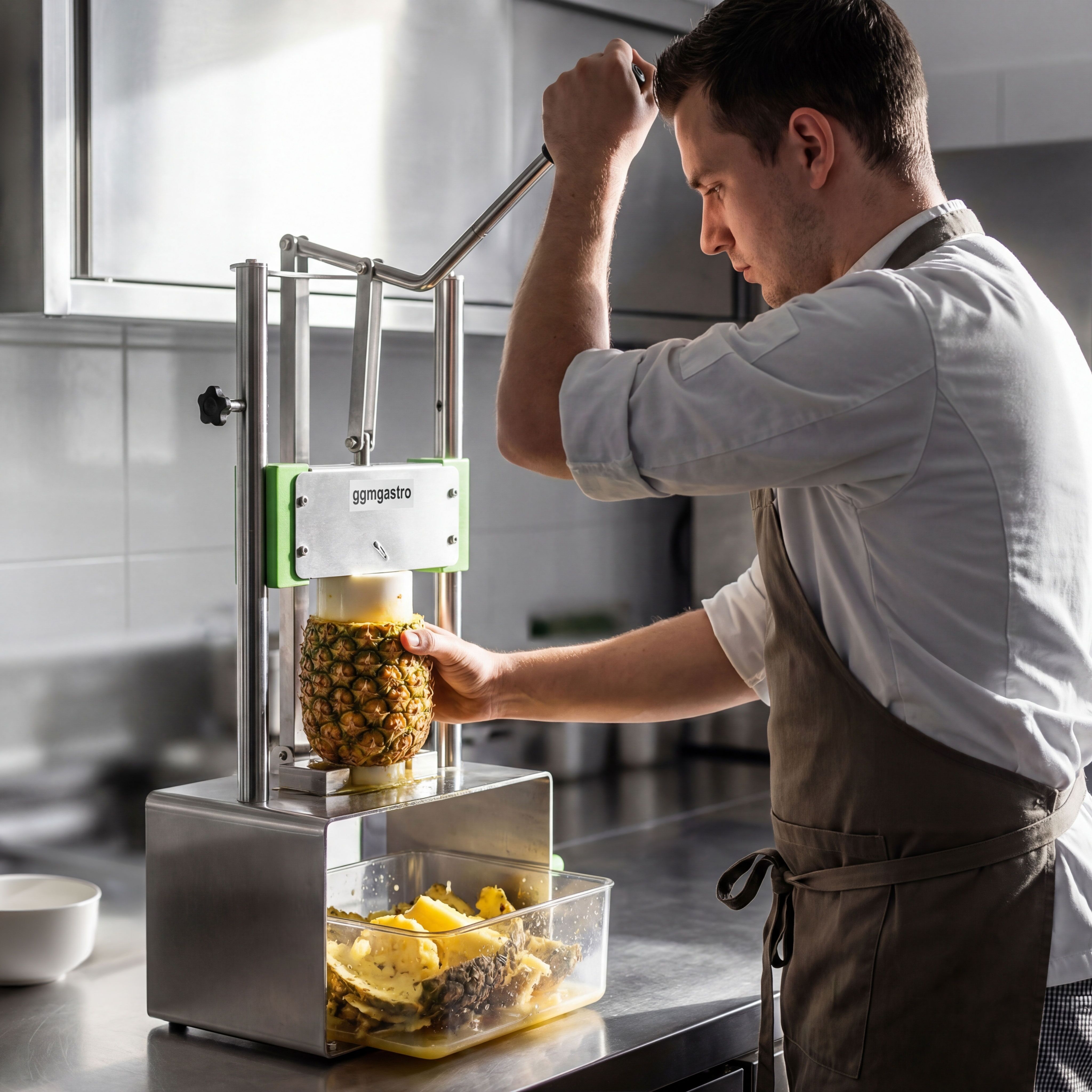 Manual Pineapple Peeler – with 2 Interchangeable Blades Ø 74 & 89 mm – Removes Core & Peel