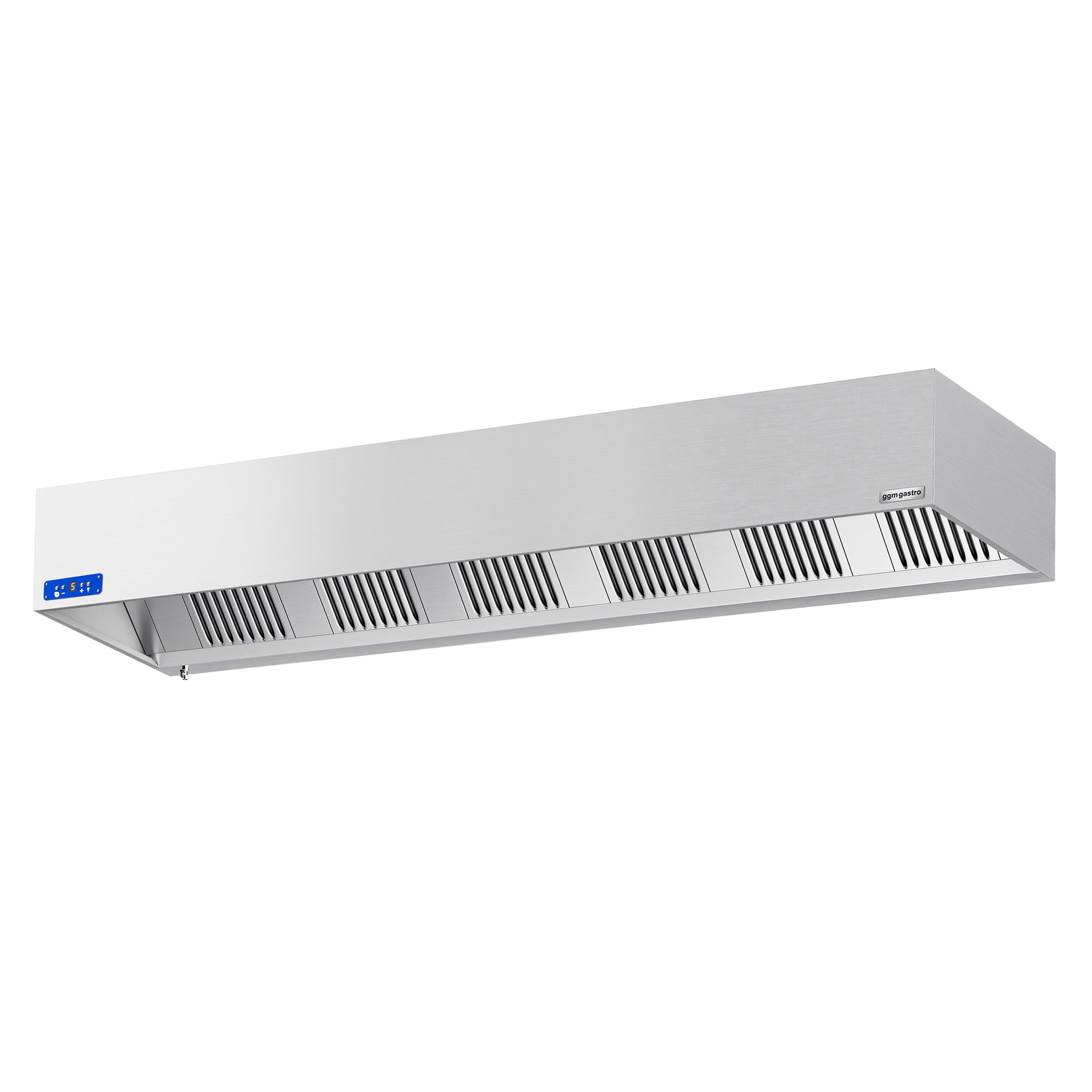 Commercial Wall-Mounted Extractor Hood  with Motor - 3000mm - with Speed Controller, Baffle Filters & Lighting