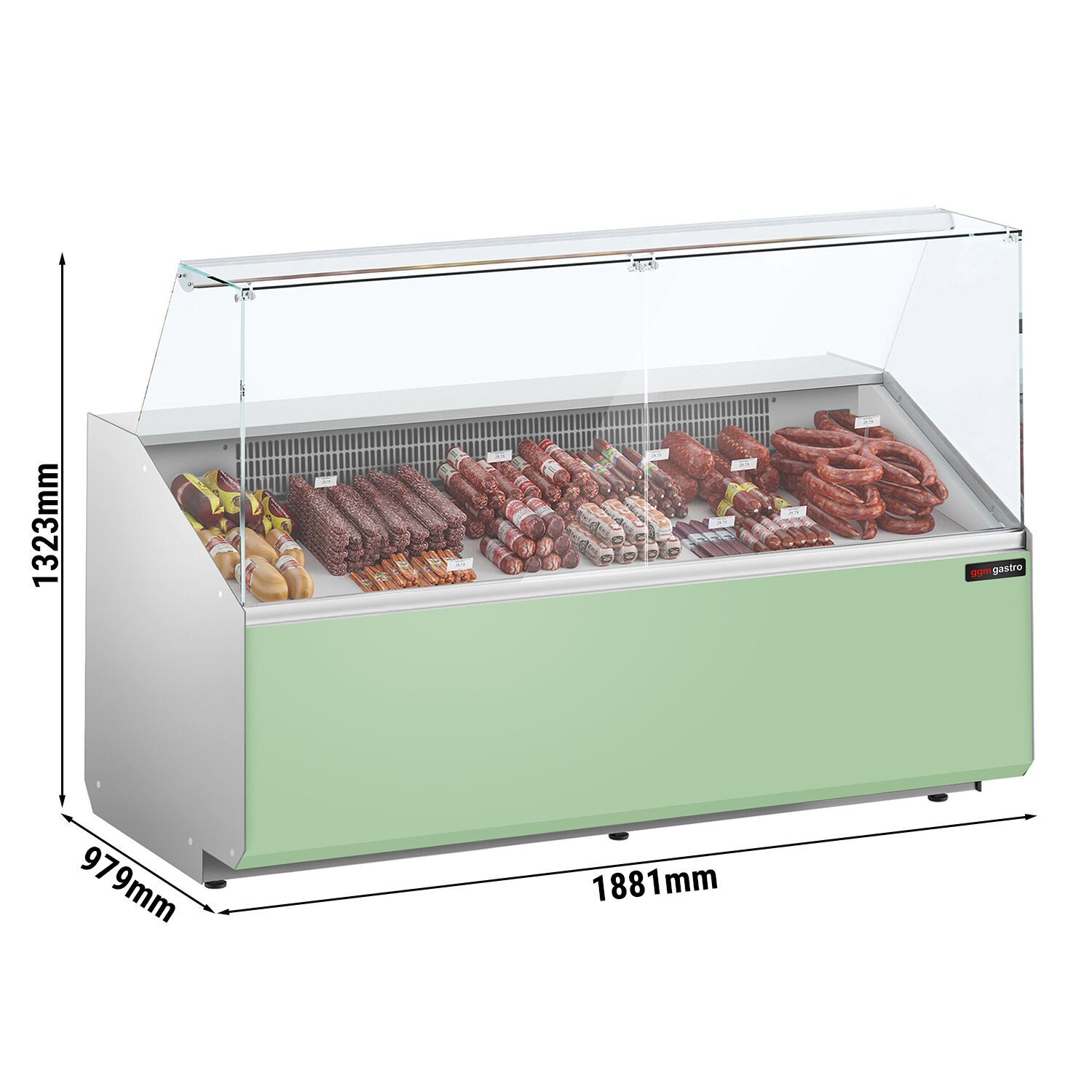 Serve Over Counter - 1881mm - front panel light green - capacity 387 litres