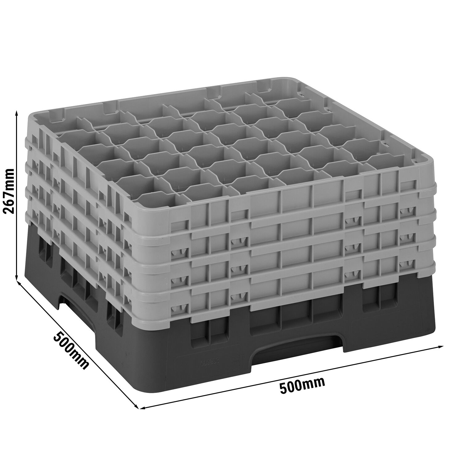 CAMBRO | CAMRACK® - Panier à verres 1/1 - 36 compartiments - avec 4 extensions - 500x500mm - Noir