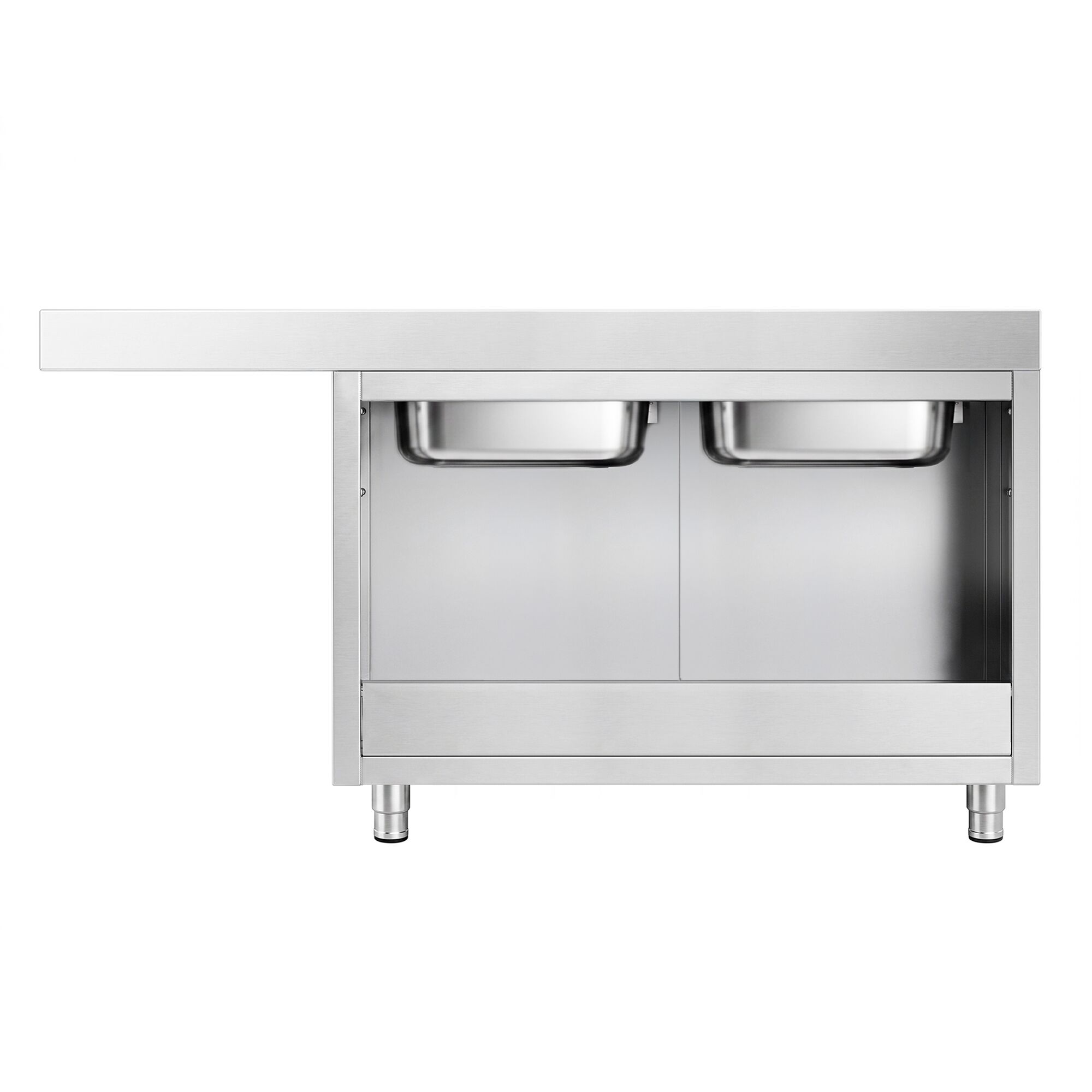 Spoeltafel tbv doorschuifvaatwasser - 2000x600mm - met 2 spoelbakken links